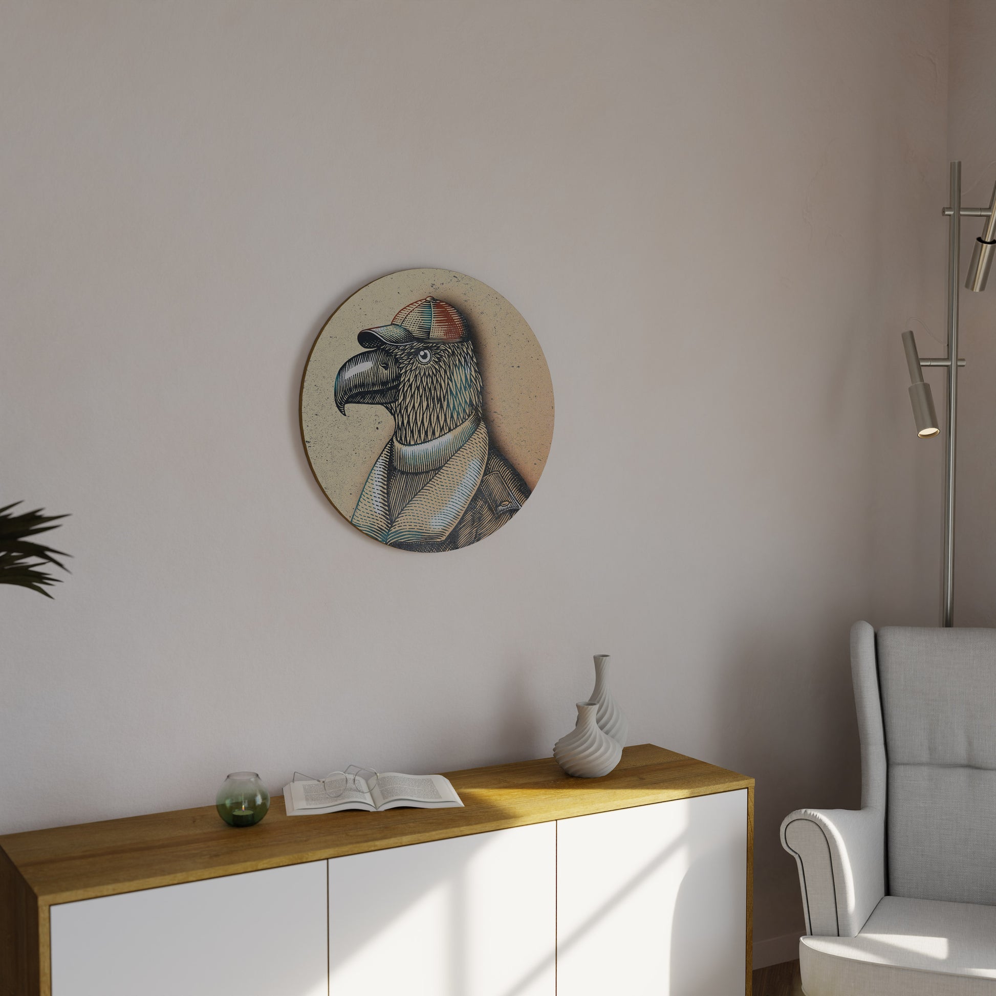 Arte de pared redondo FEATHERED FASHIONISTA