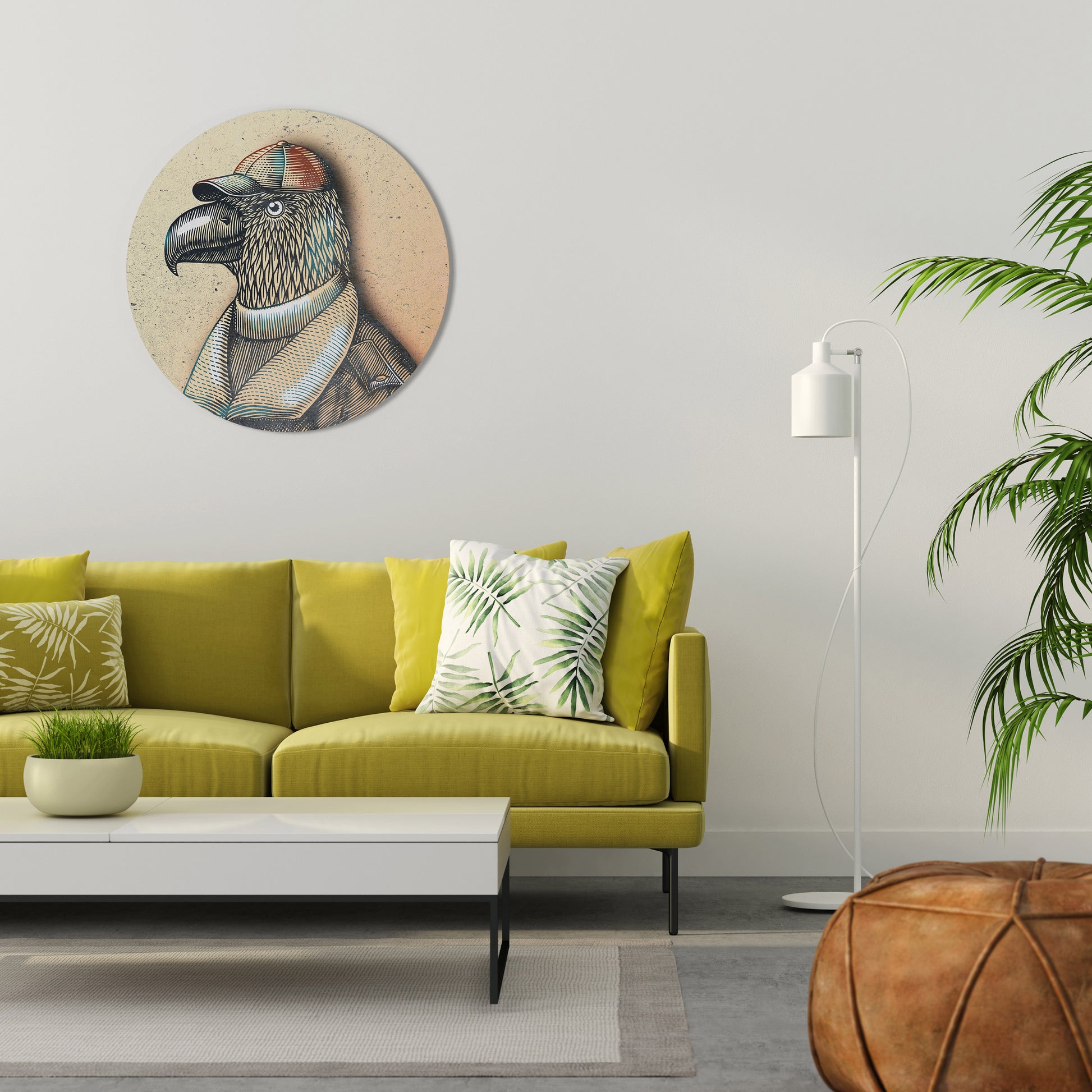 Arte de pared redondo FEATHERED FASHIONISTA
