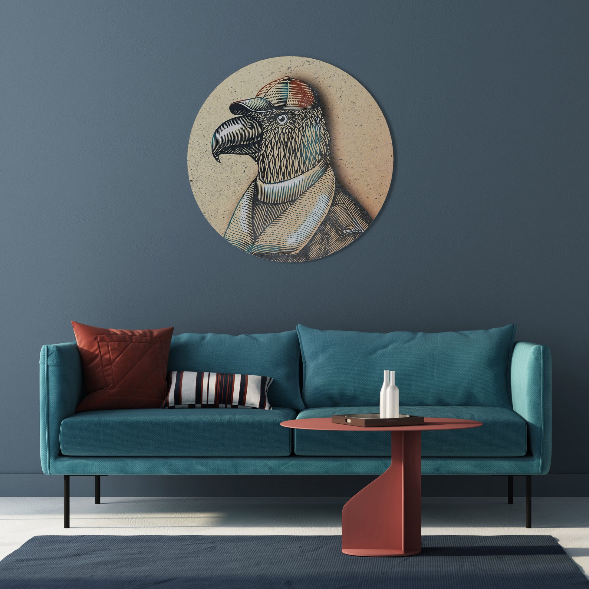 Arte de pared redondo FEATHERED FASHIONISTA
