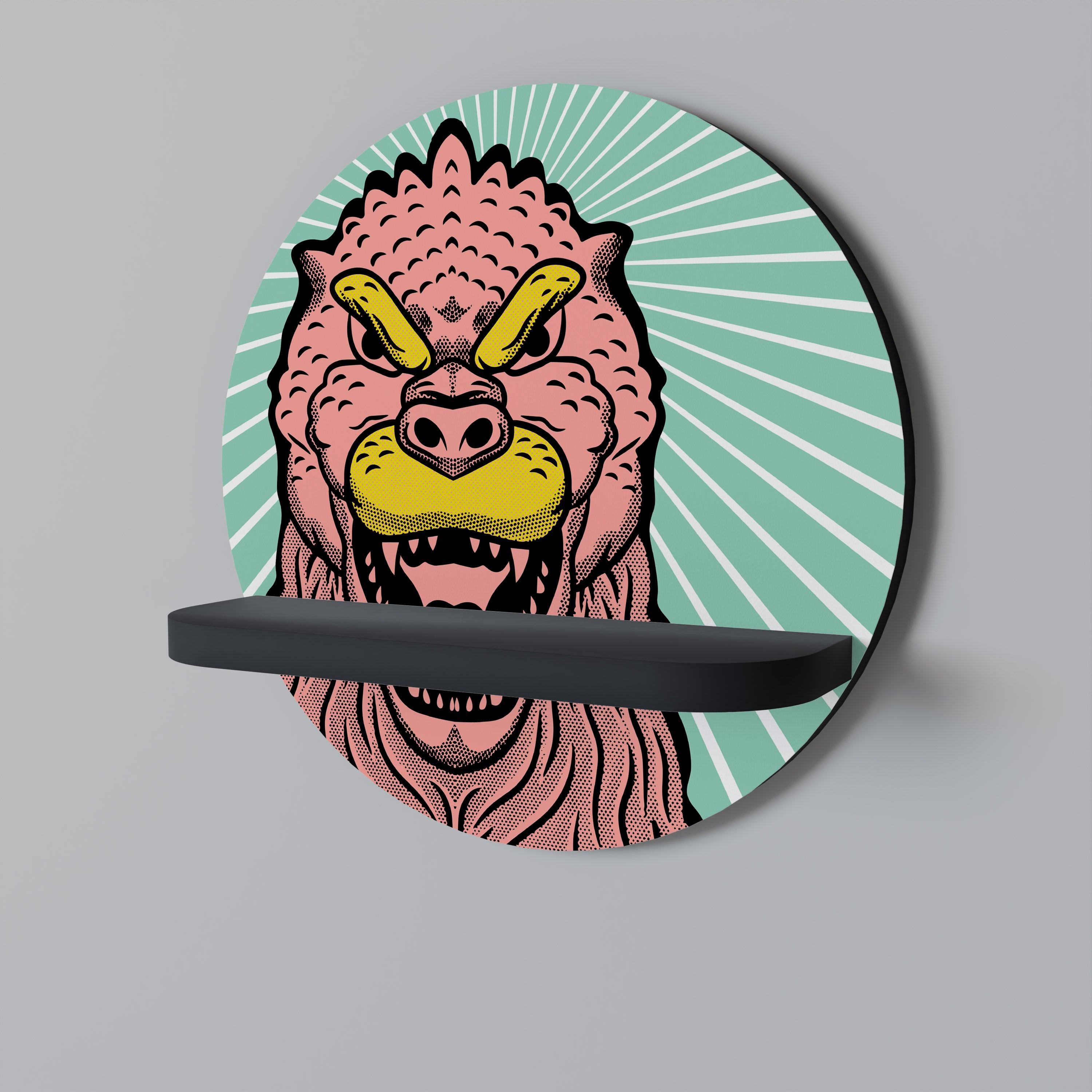 Estantería de arte redonda GODZILLA WELCOME con acabado negro