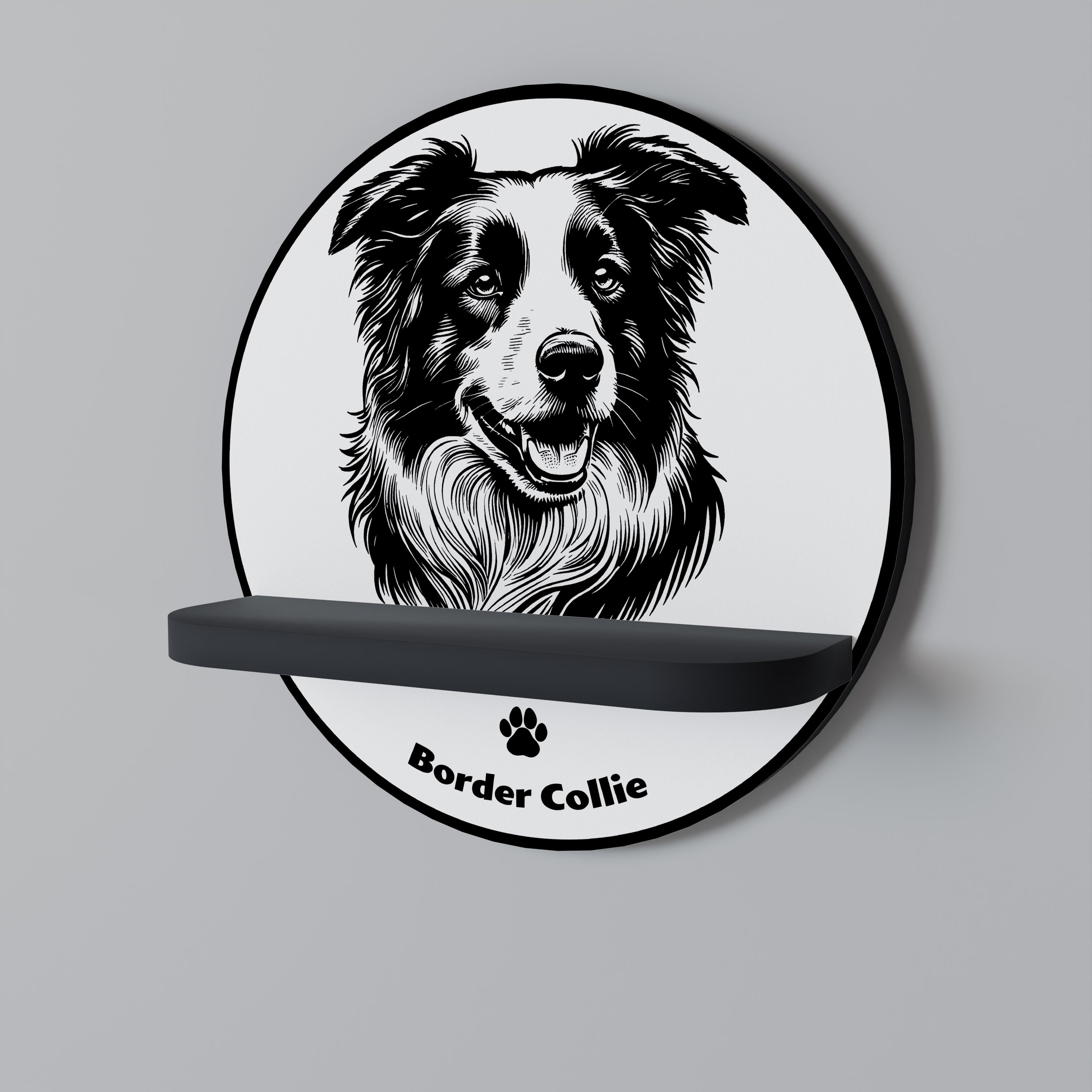 Estantería de arte redonda BORDER COLLIE con acabado negro