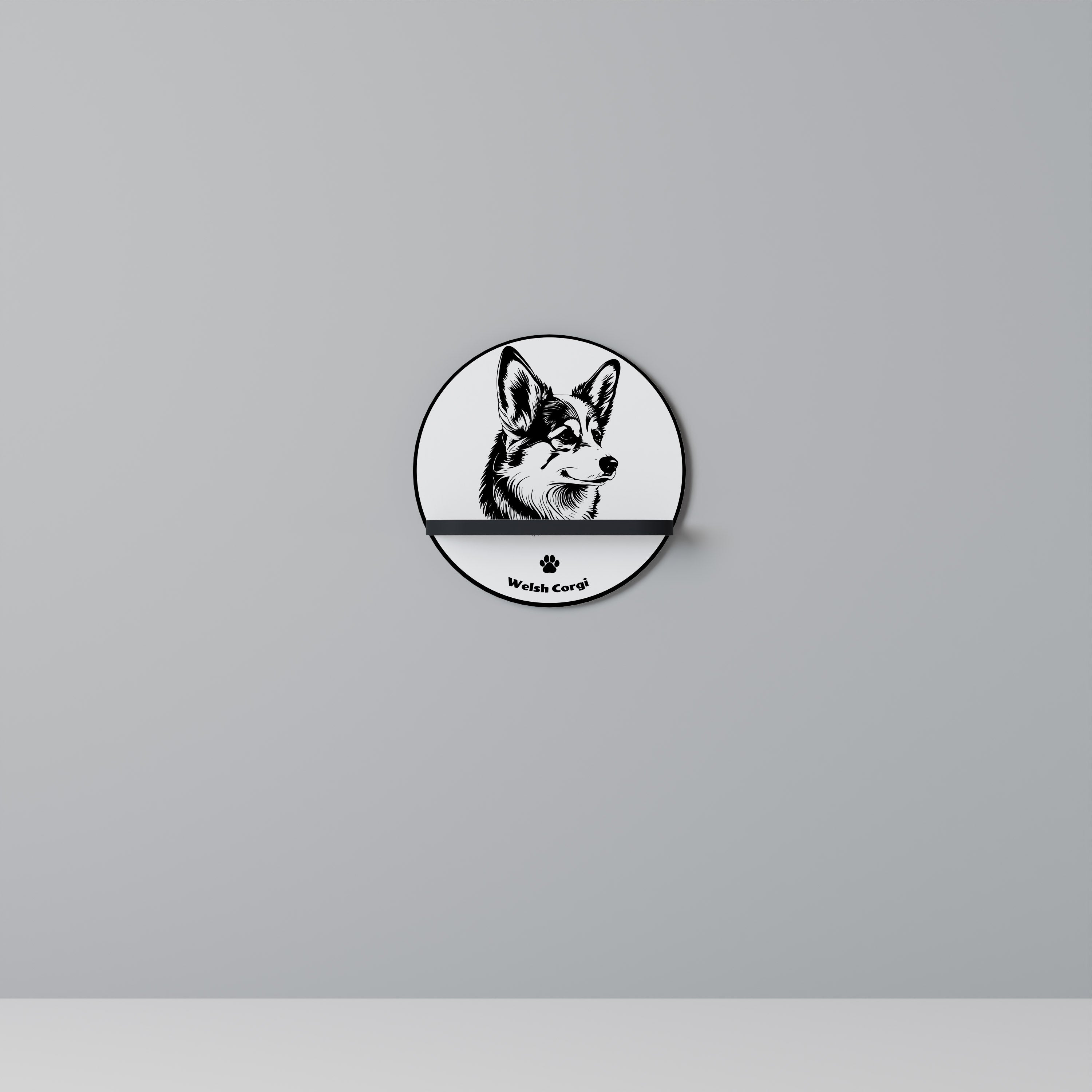 Estantería de arte redonda WELSH CORGI PEMBROKE con acabado negro