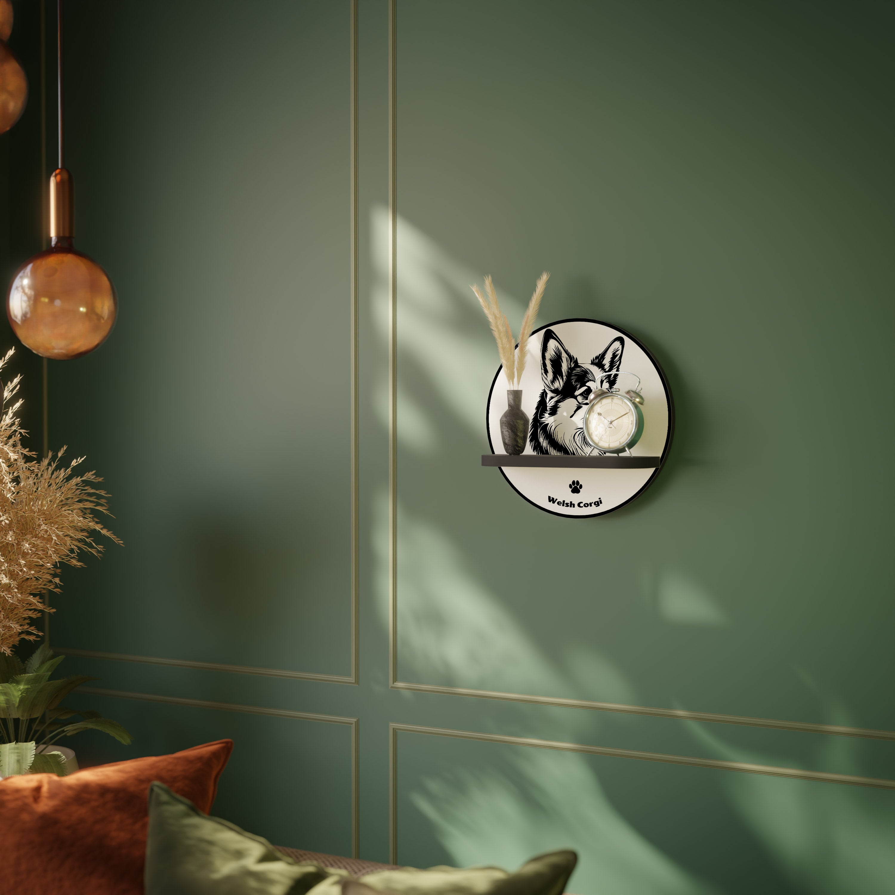 Estantería de arte redonda WELSH CORGI PEMBROKE con acabado negro