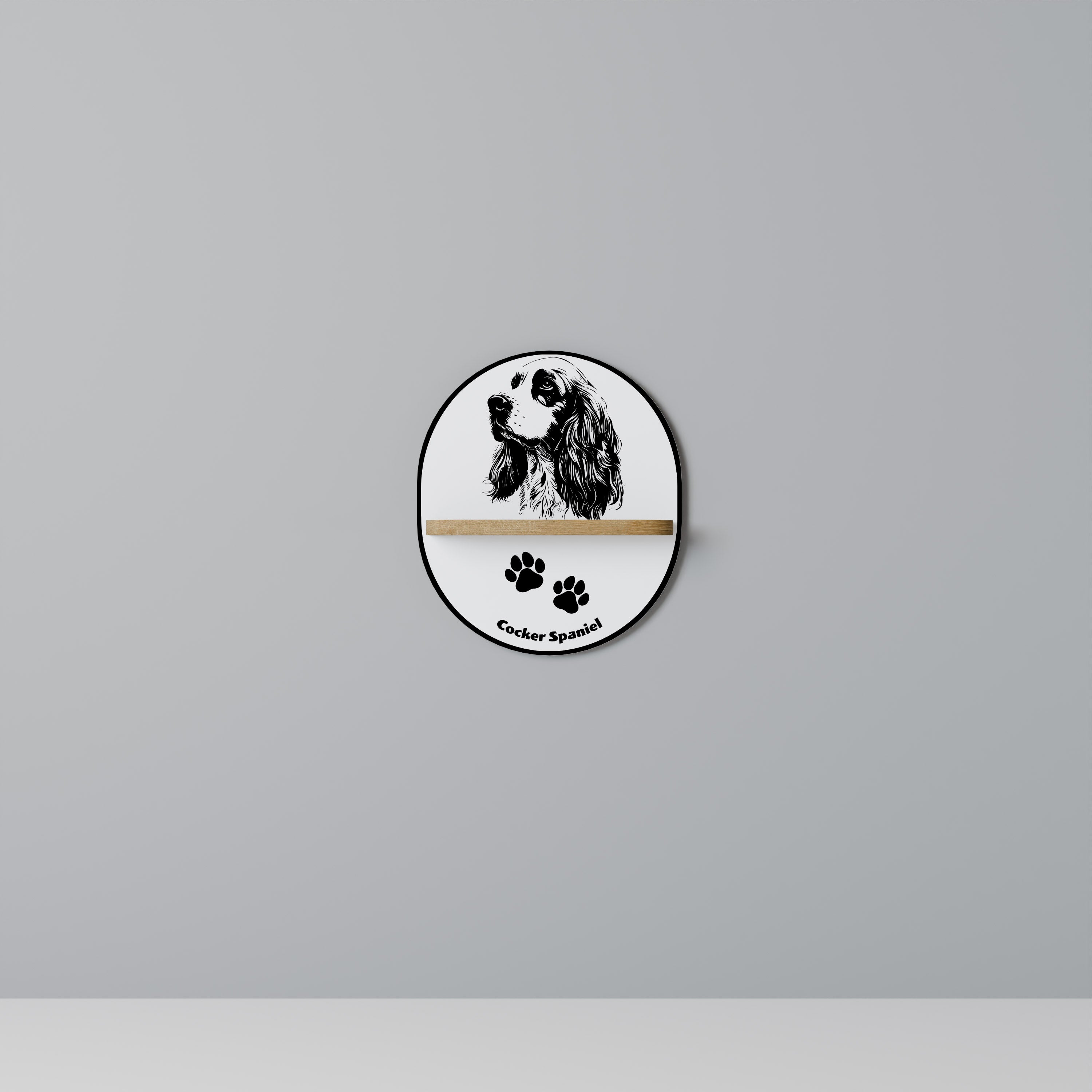 Estantería de arte ovalada con efecto roble para Cocker Spaniel Inglés