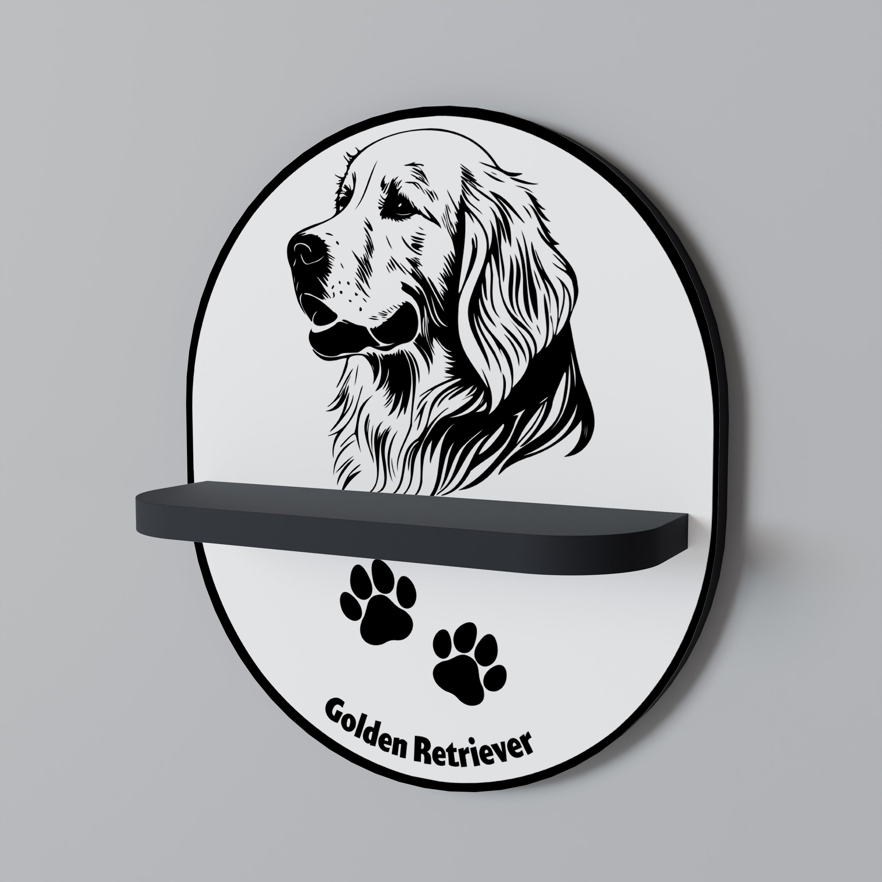 Estantería de arte ovalada GOLDEN RETRIEVER con acabado negro