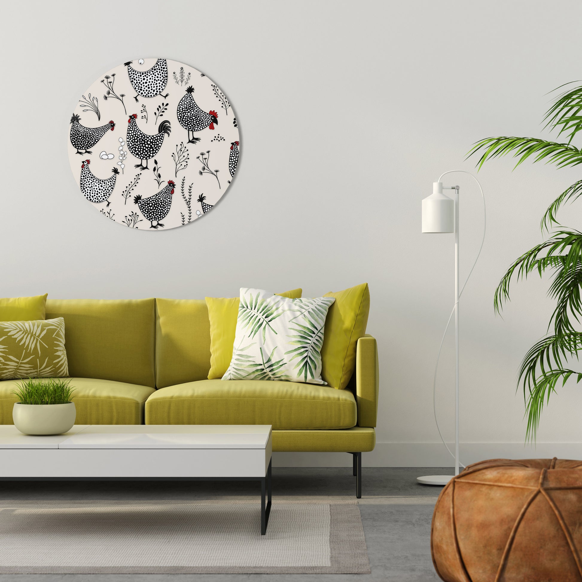 Arte de pared redondo HAPPY HENS