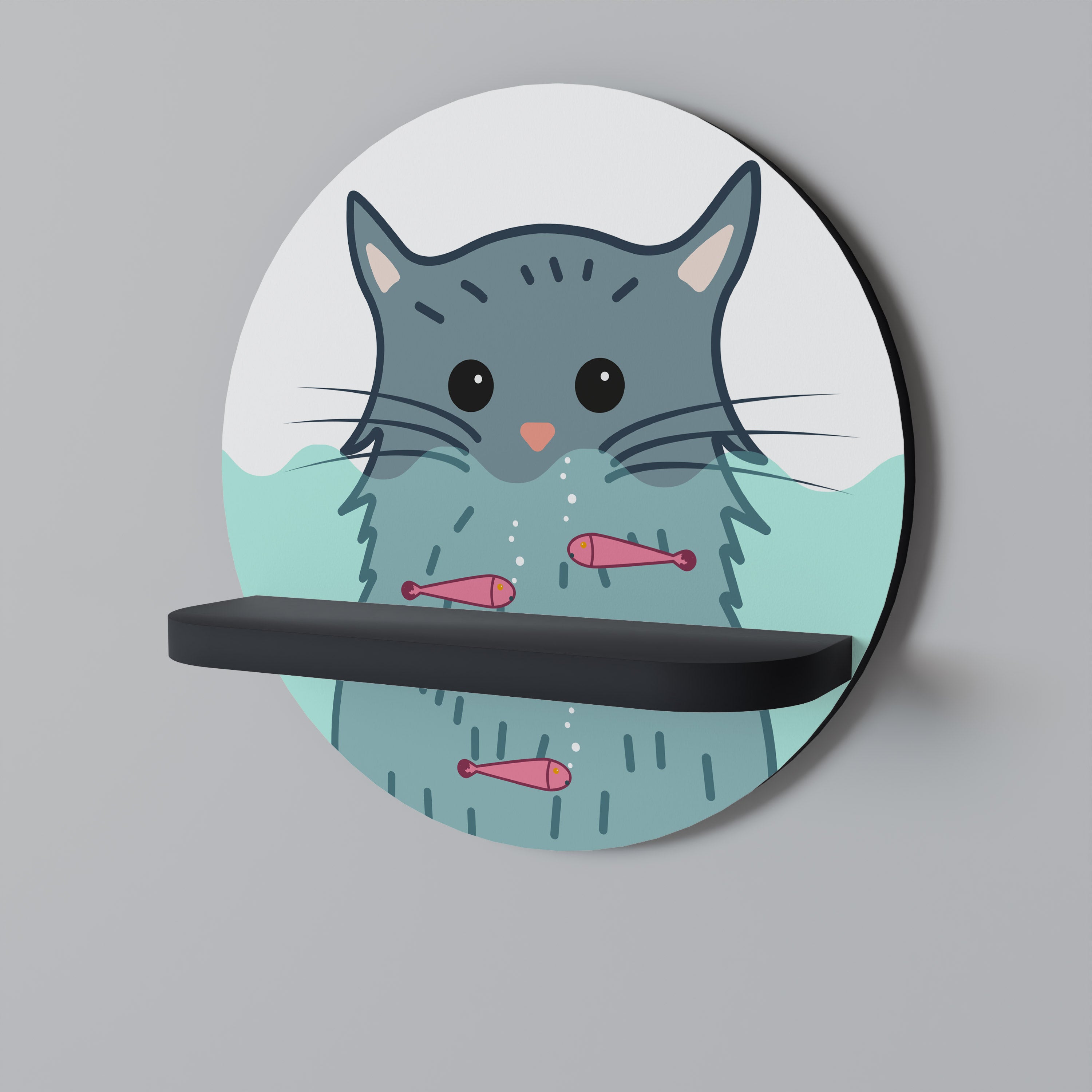 Estantería de arte redonda CAT SPLASH con acabado negro