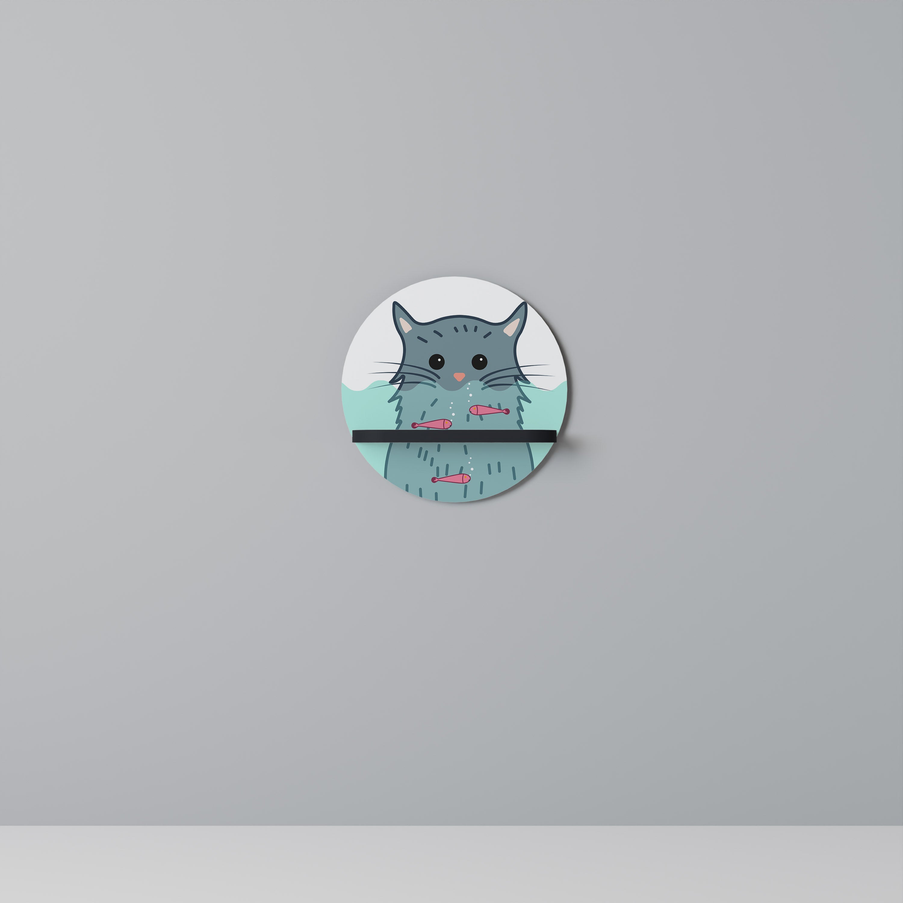 Estantería de arte redonda CAT SPLASH con acabado negro