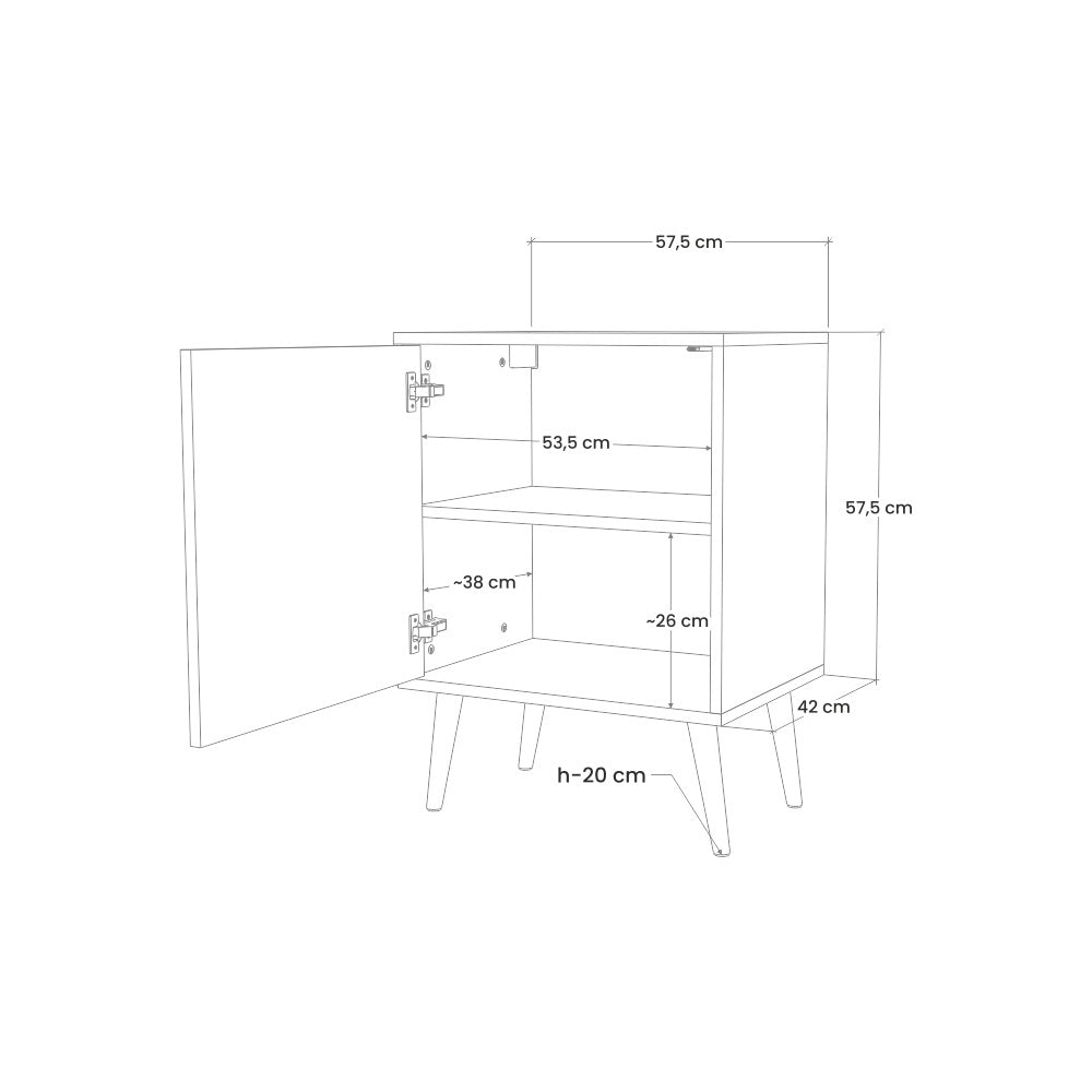 COLORFUL SHAPES 1-Door Sideboard in Grey Finish