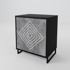 POLYGONAL ARTISTRY 1-Door Sideboard in Black Finish