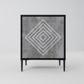 POLYGONAL ARTISTRY 1-Door Sideboard in Black Finish