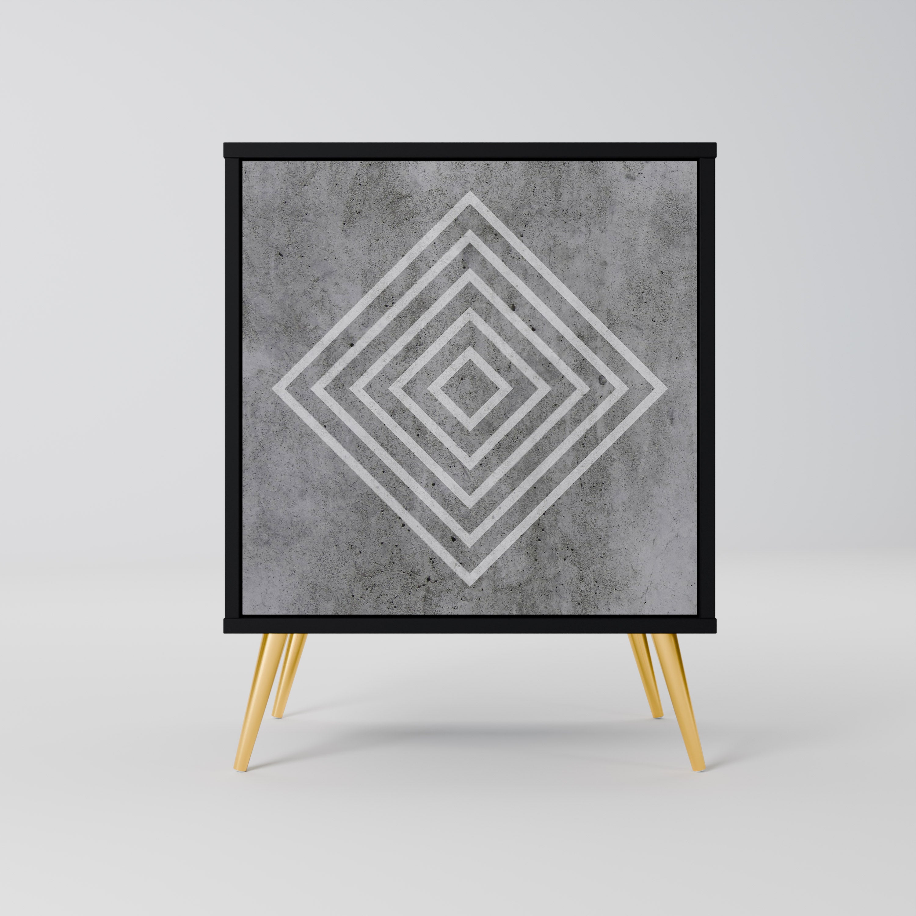 Aparador de 1 puerta POLYGONAL ARTISTRY en acabado negro