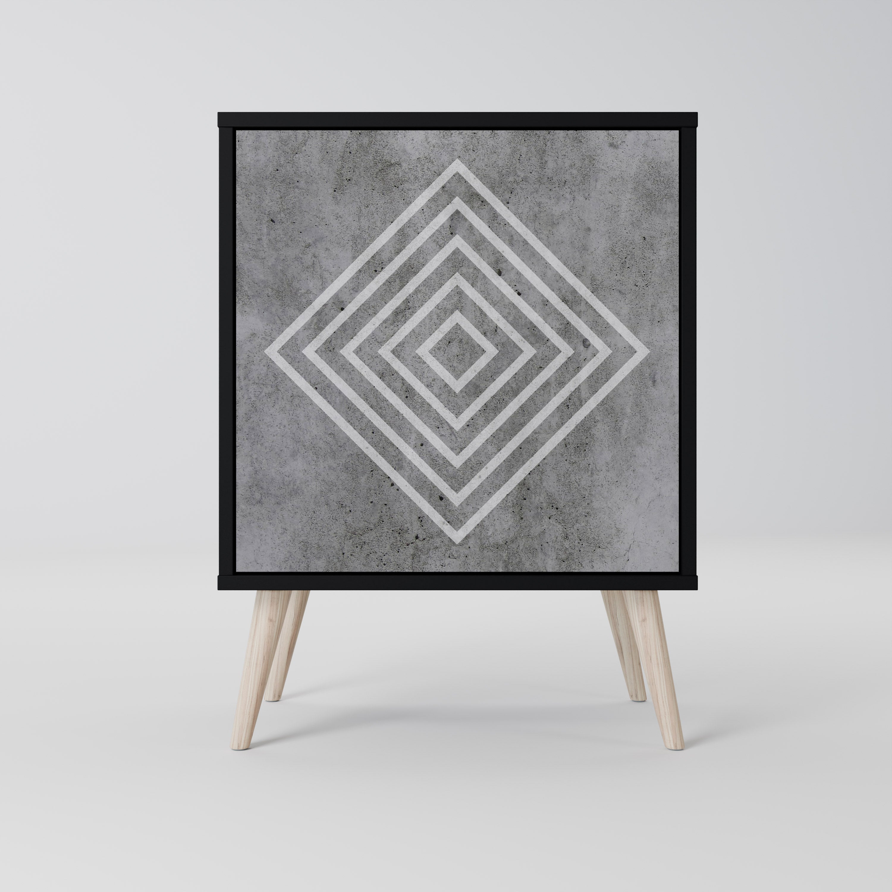 Aparador de 1 puerta POLYGONAL ARTISTRY en acabado negro