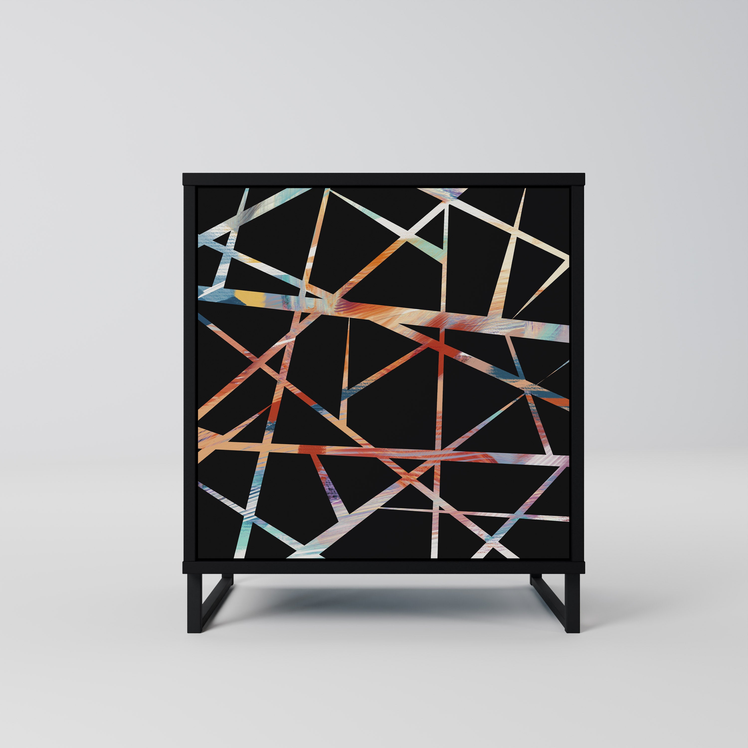 Aparador POLYGON VERVE de 1 puerta en acabado negro