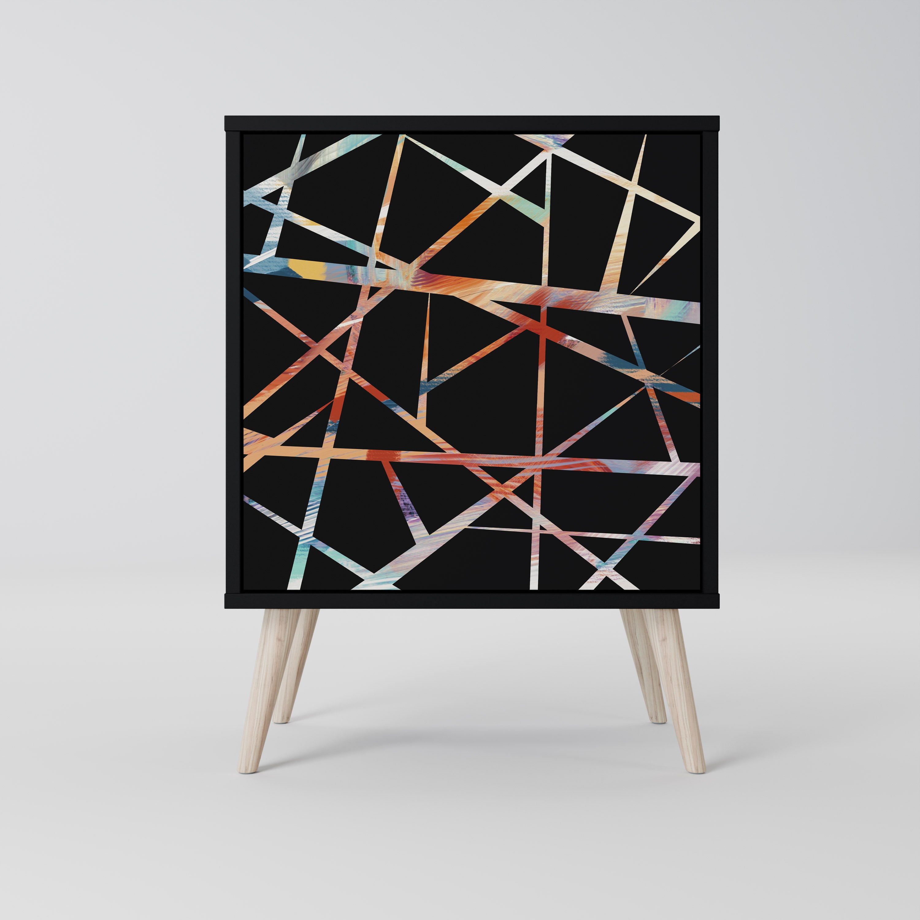 Aparador POLYGON VERVE de 1 puerta en acabado negro