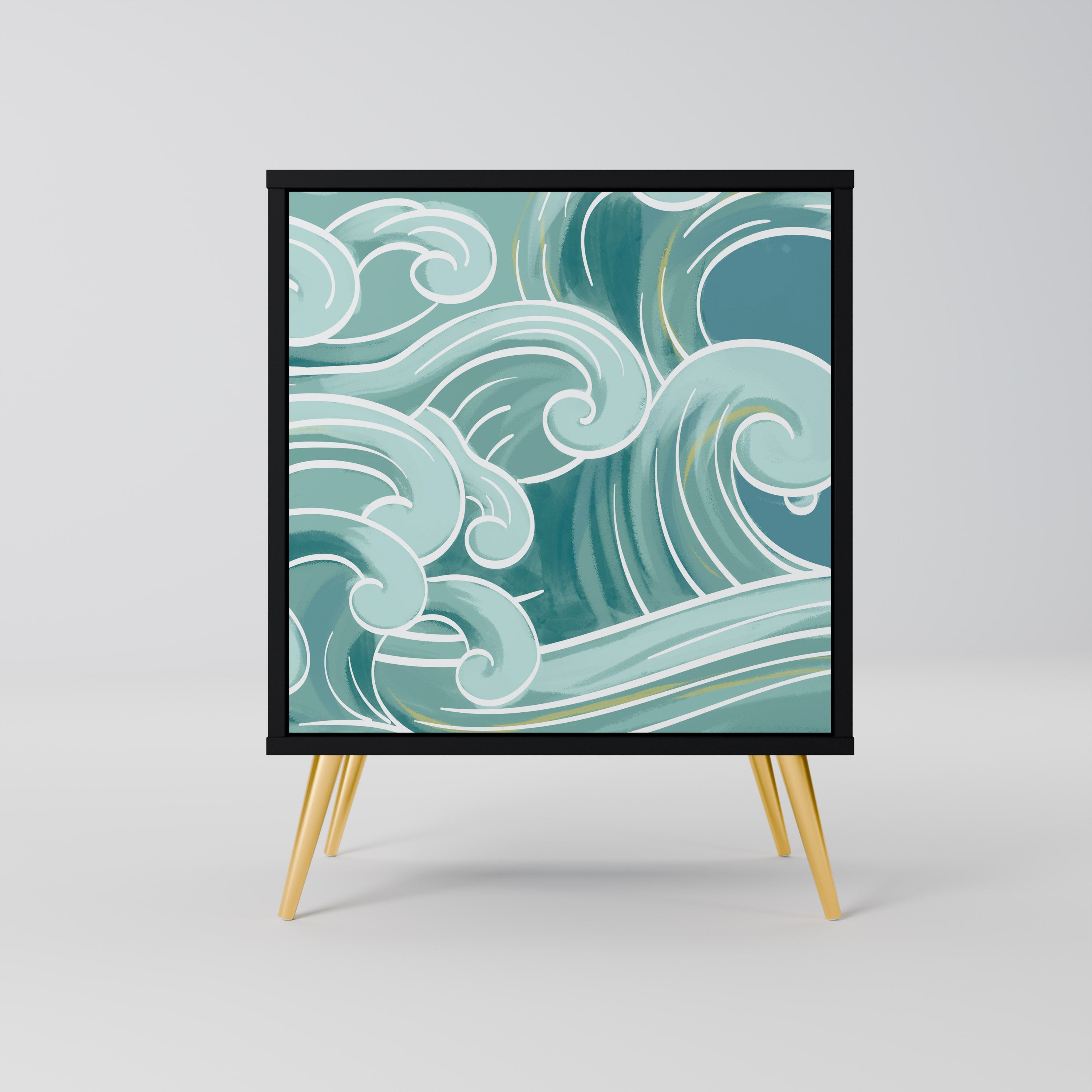 Aparador ASIAN SWAY de 1 puerta en acabado negro