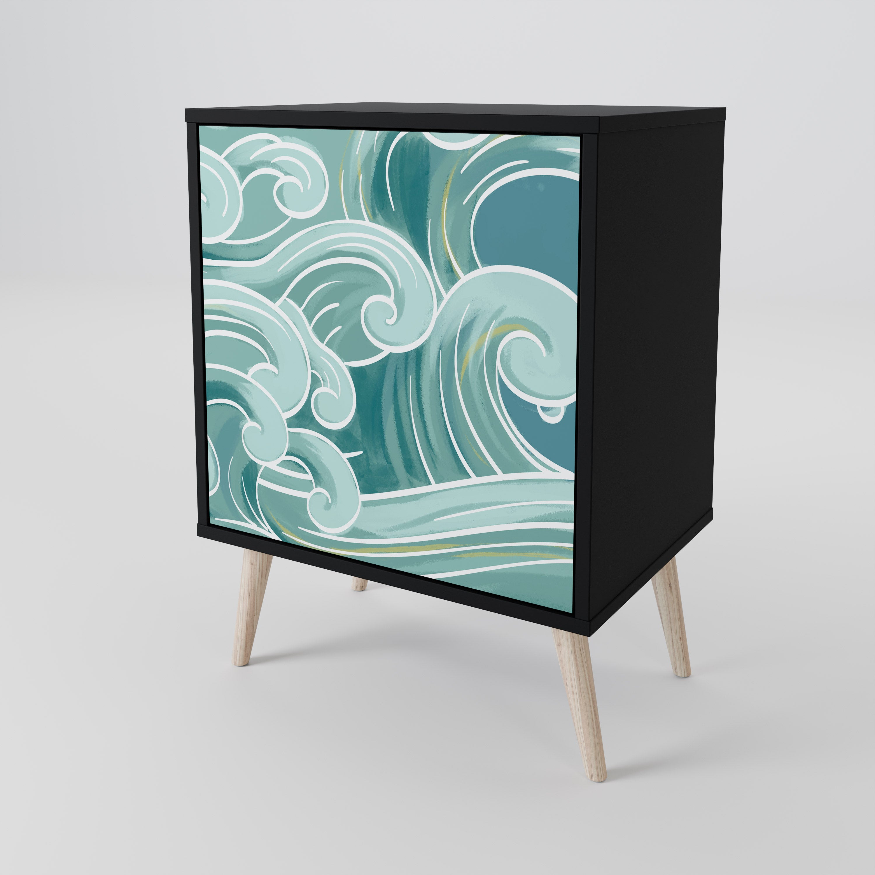 Aparador ASIAN SWAY de 1 puerta en acabado negro