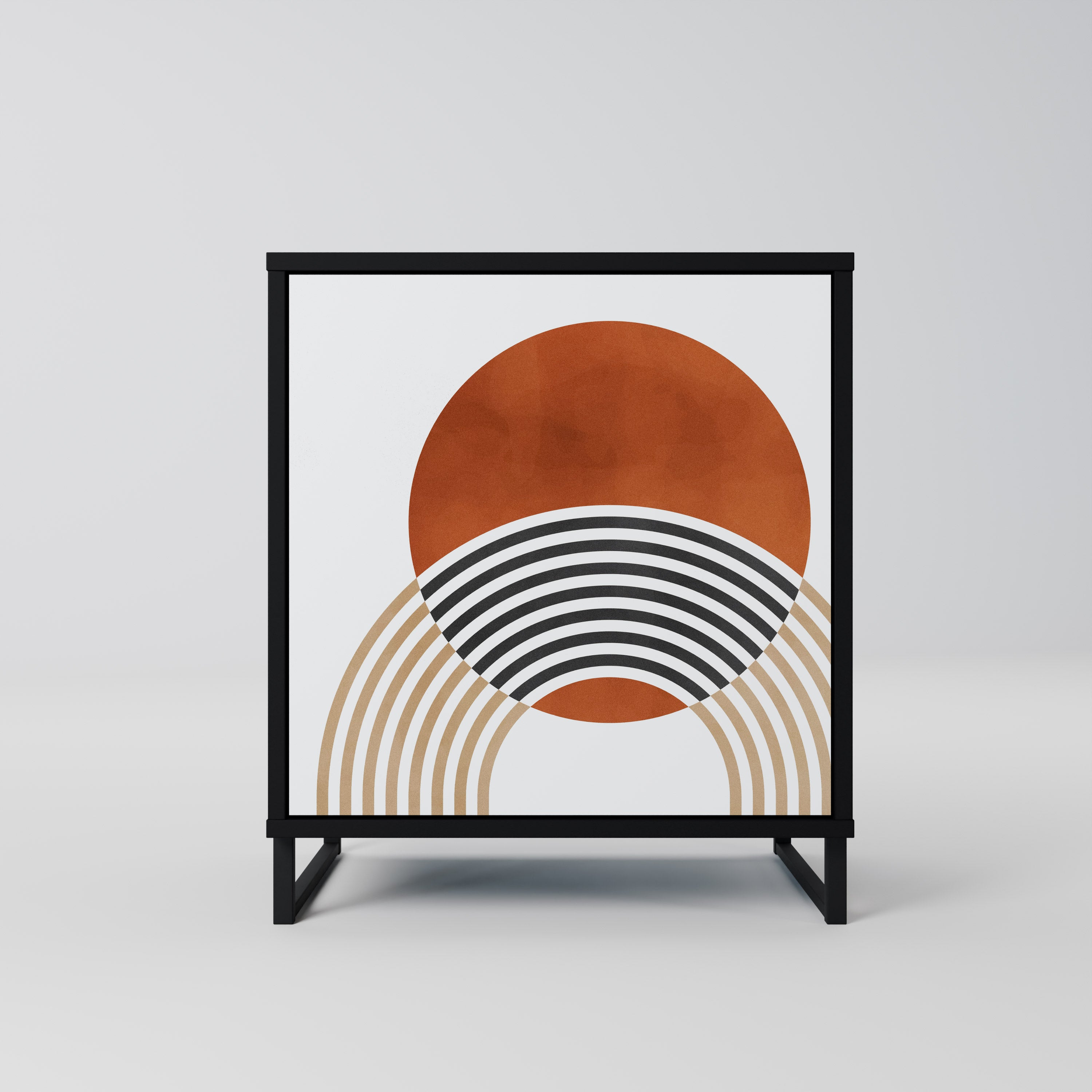 Aparador CIRCLE RHYTM de 1 puerta en acabado negro