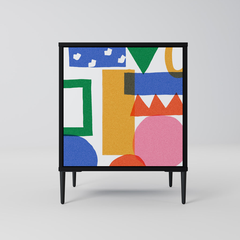 Aparador GEOMETRIC GLIMMER de 1 puerta en acabado negro