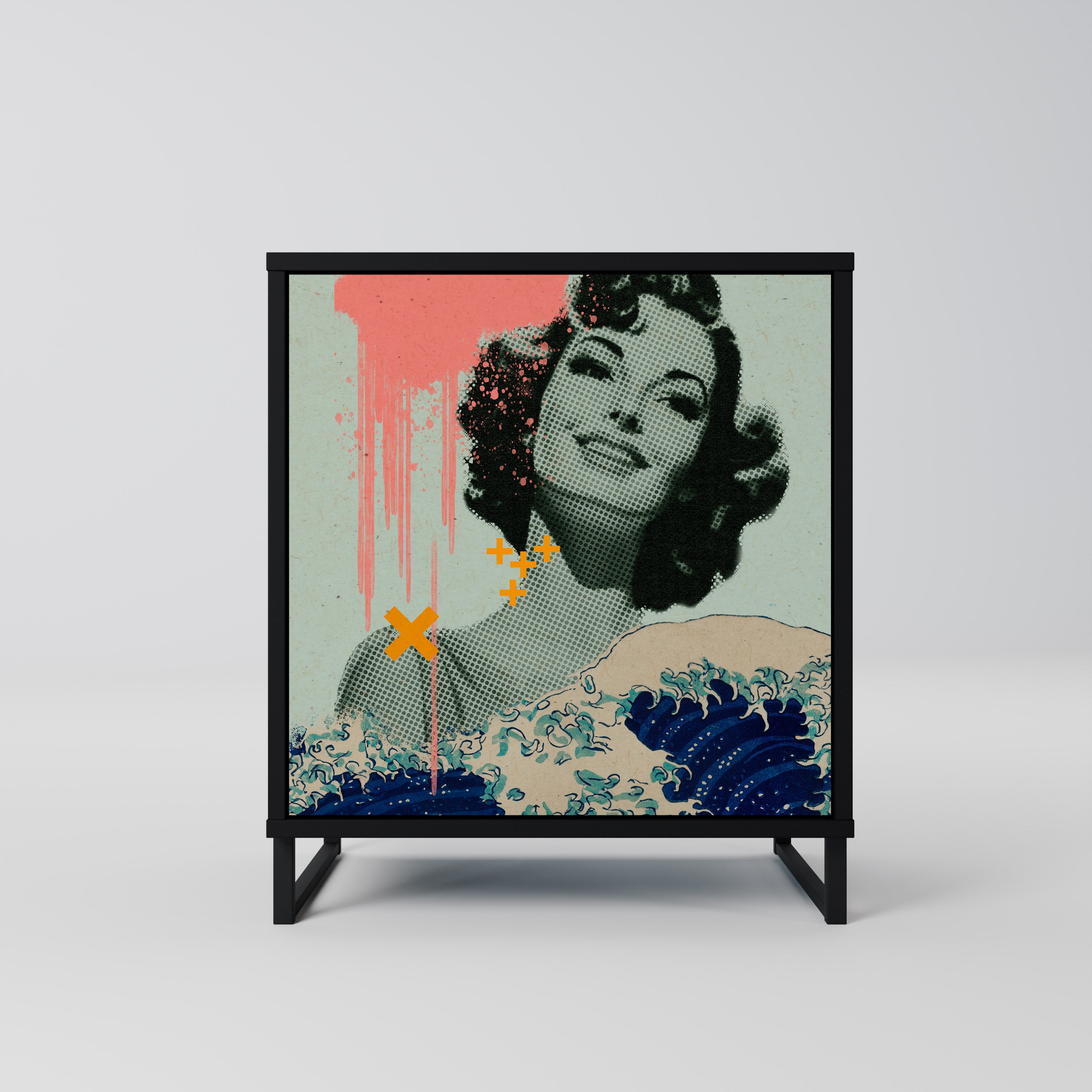 Aparador KANAGAWA BEAUTY de 1 puerta en acabado negro