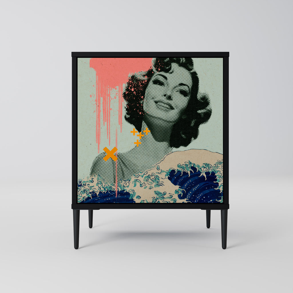 Aparador KANAGAWA BEAUTY de 1 puerta en acabado negro