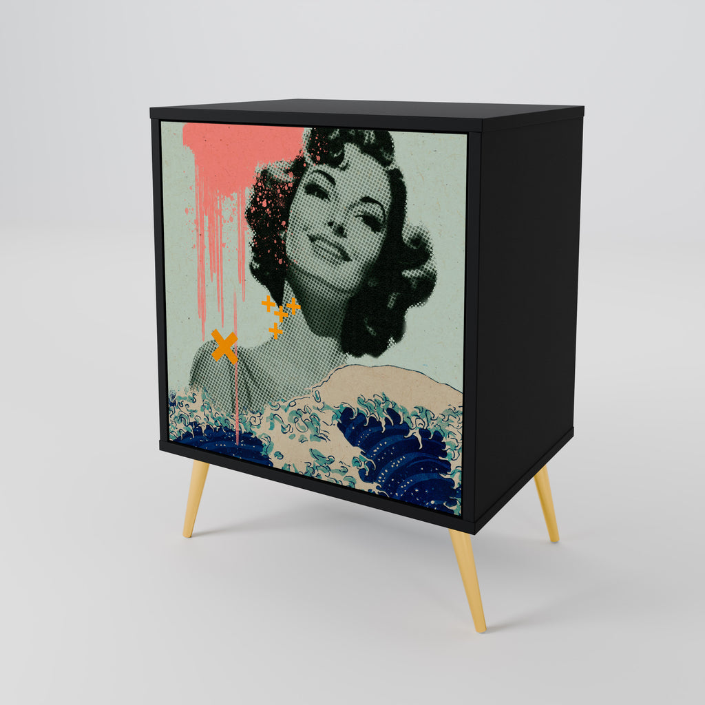 Aparador KANAGAWA BEAUTY de 1 puerta en acabado negro