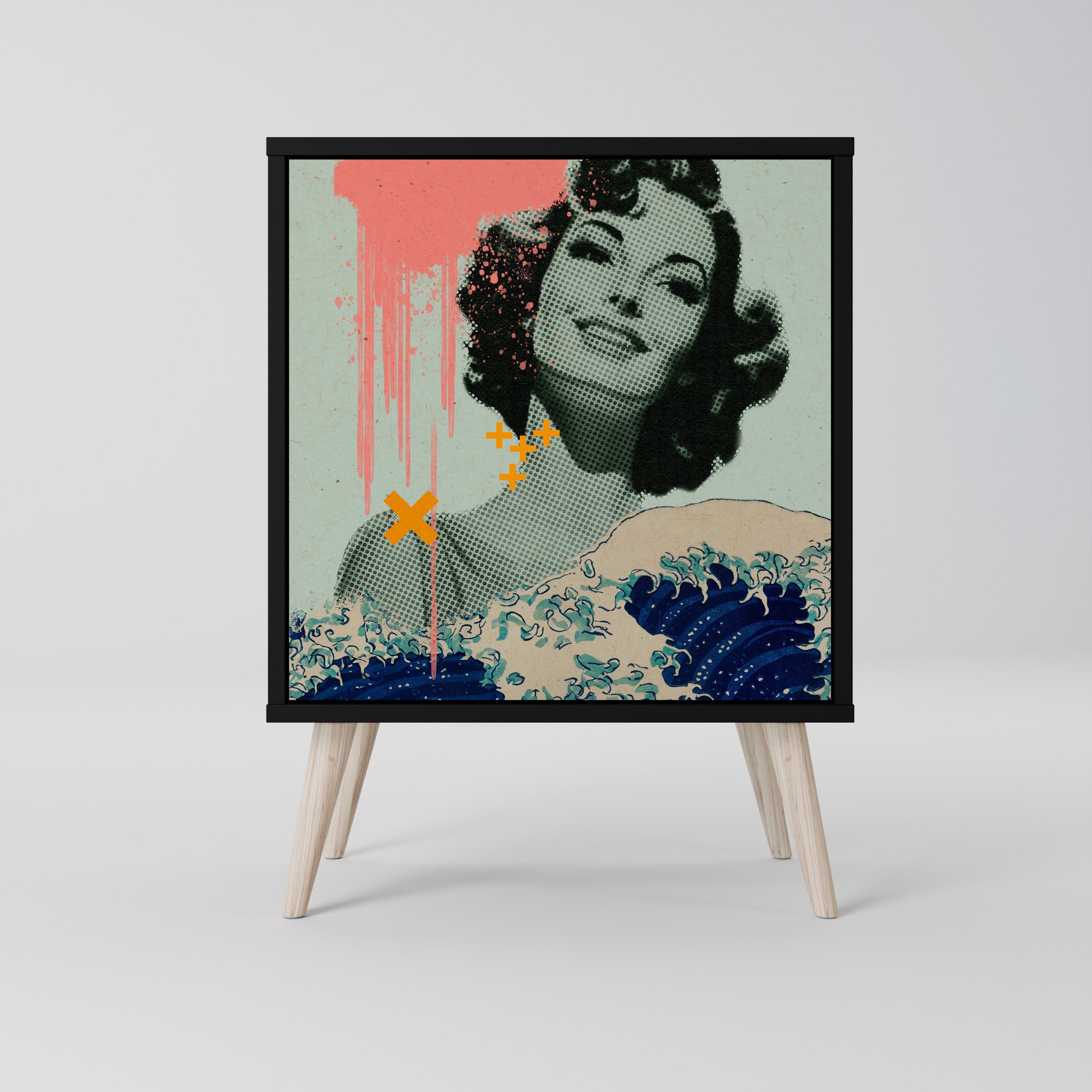 Aparador KANAGAWA BEAUTY de 1 puerta en acabado negro