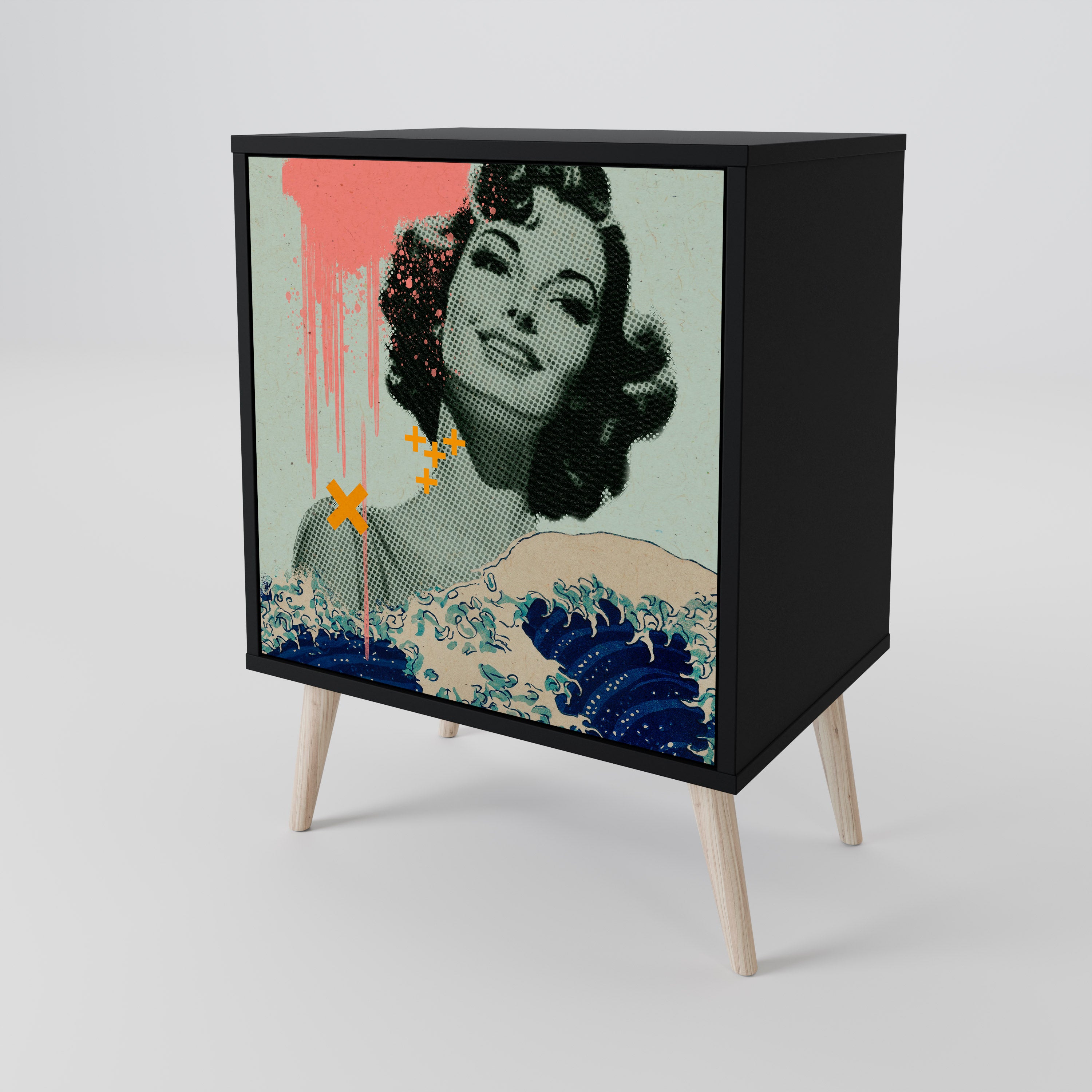 Aparador KANAGAWA BEAUTY de 1 puerta en acabado negro