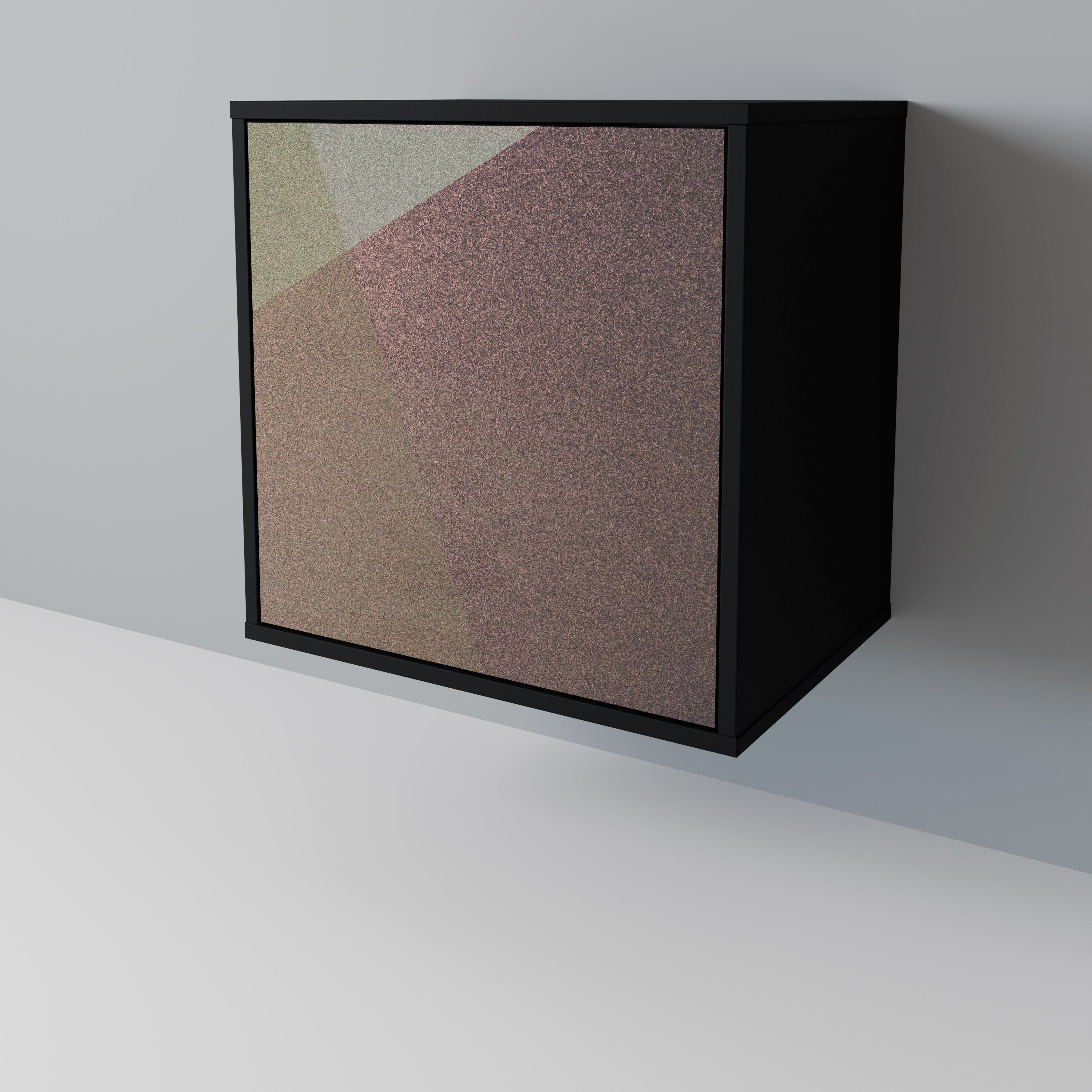 BEIGE GEOMETRY 1-Door Sideboard in Black Finish