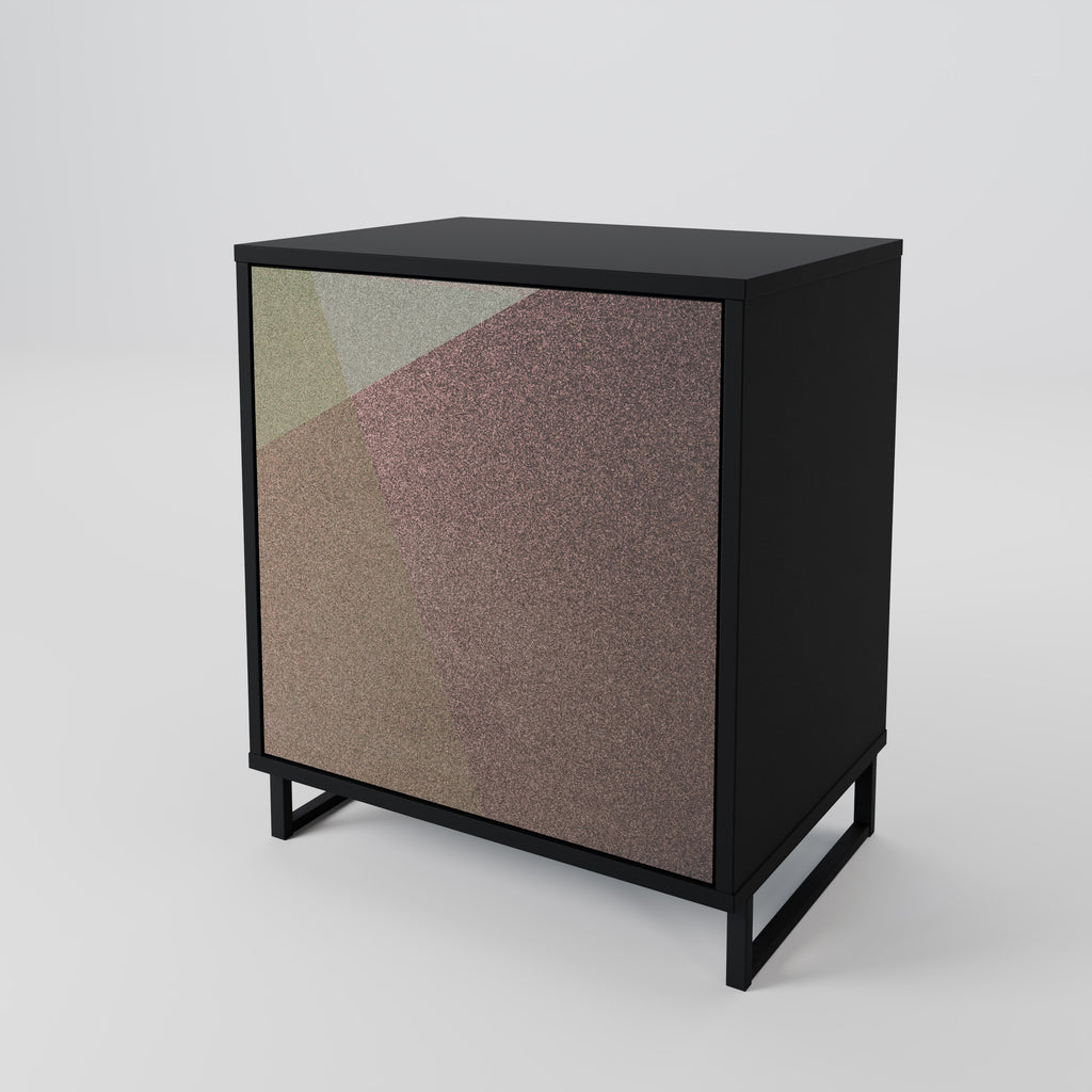 BEIGE GEOMETRY 1-Door Sideboard in Black Finish