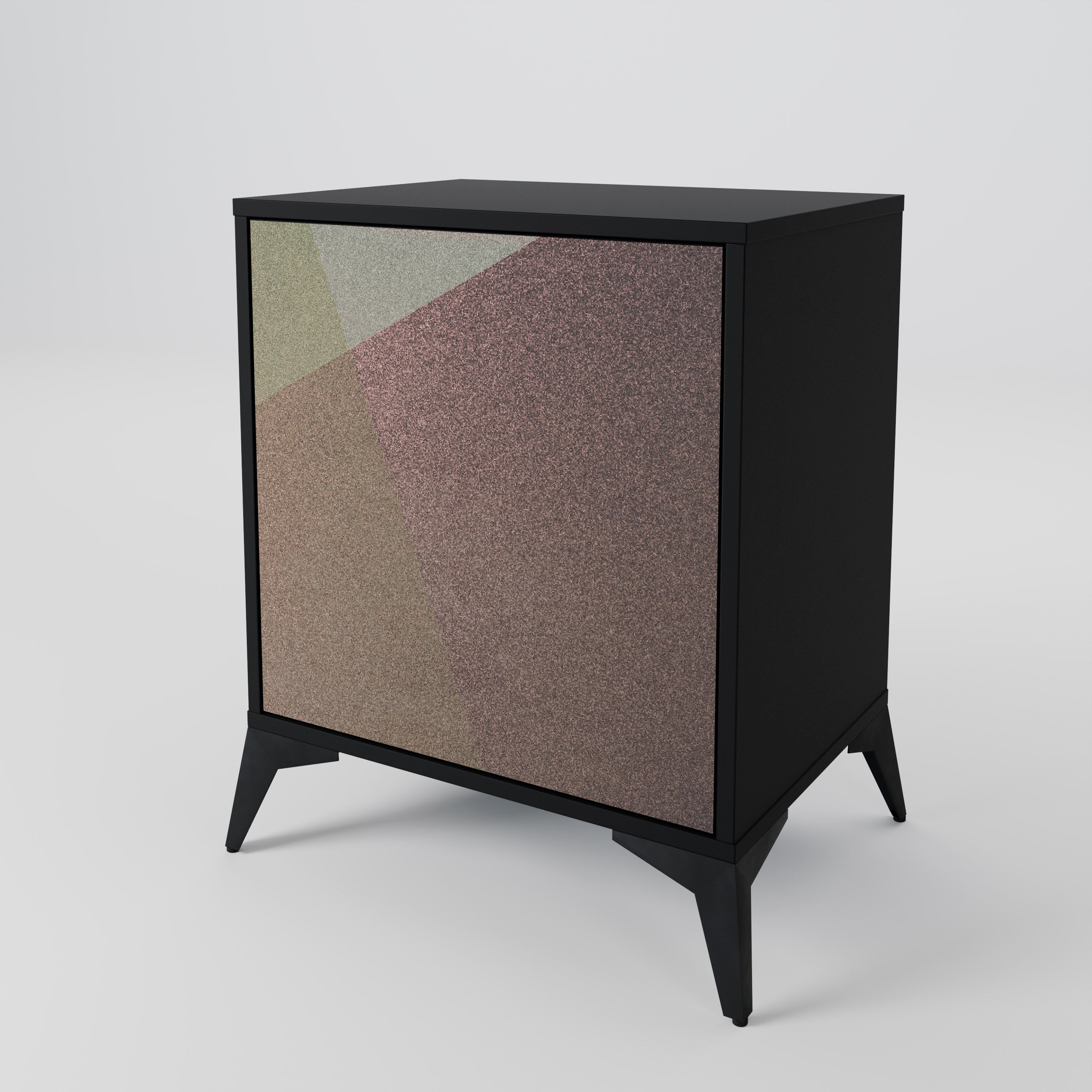 BEIGE GEOMETRY 1-Door Sideboard in Black Finish