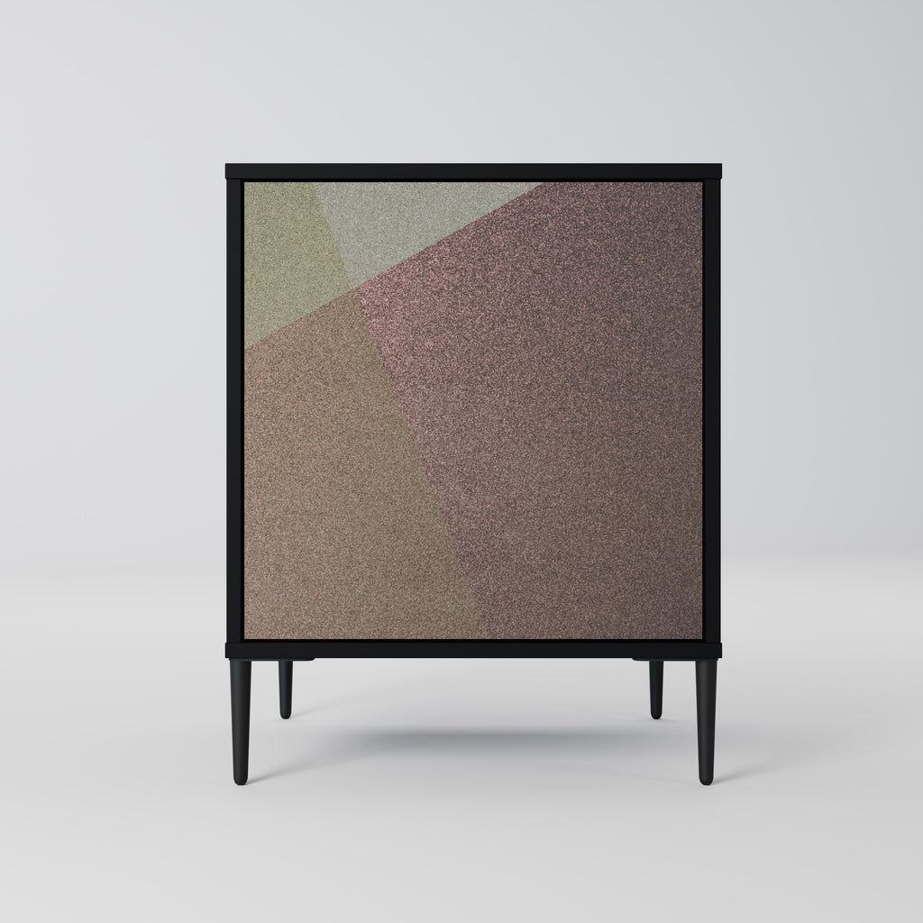 BEIGE GEOMETRY 1-Door Sideboard in Black Finish
