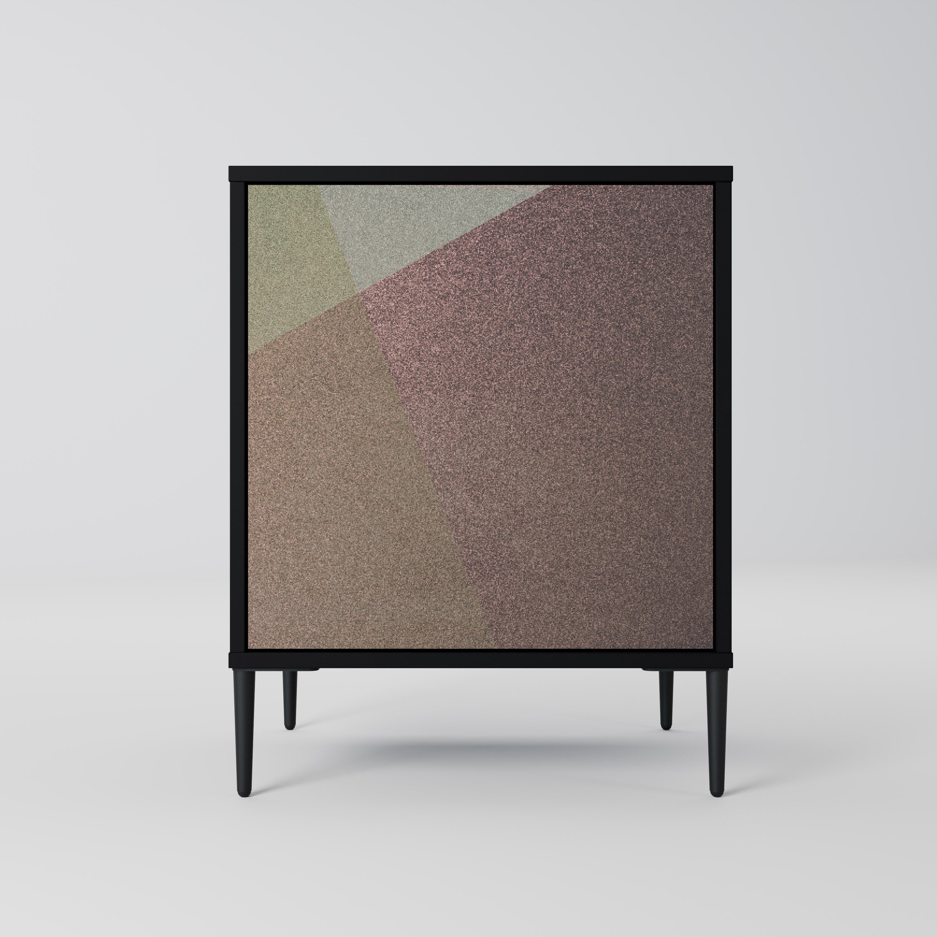 BEIGE GEOMETRY 1-Door Sideboard in Black Finish