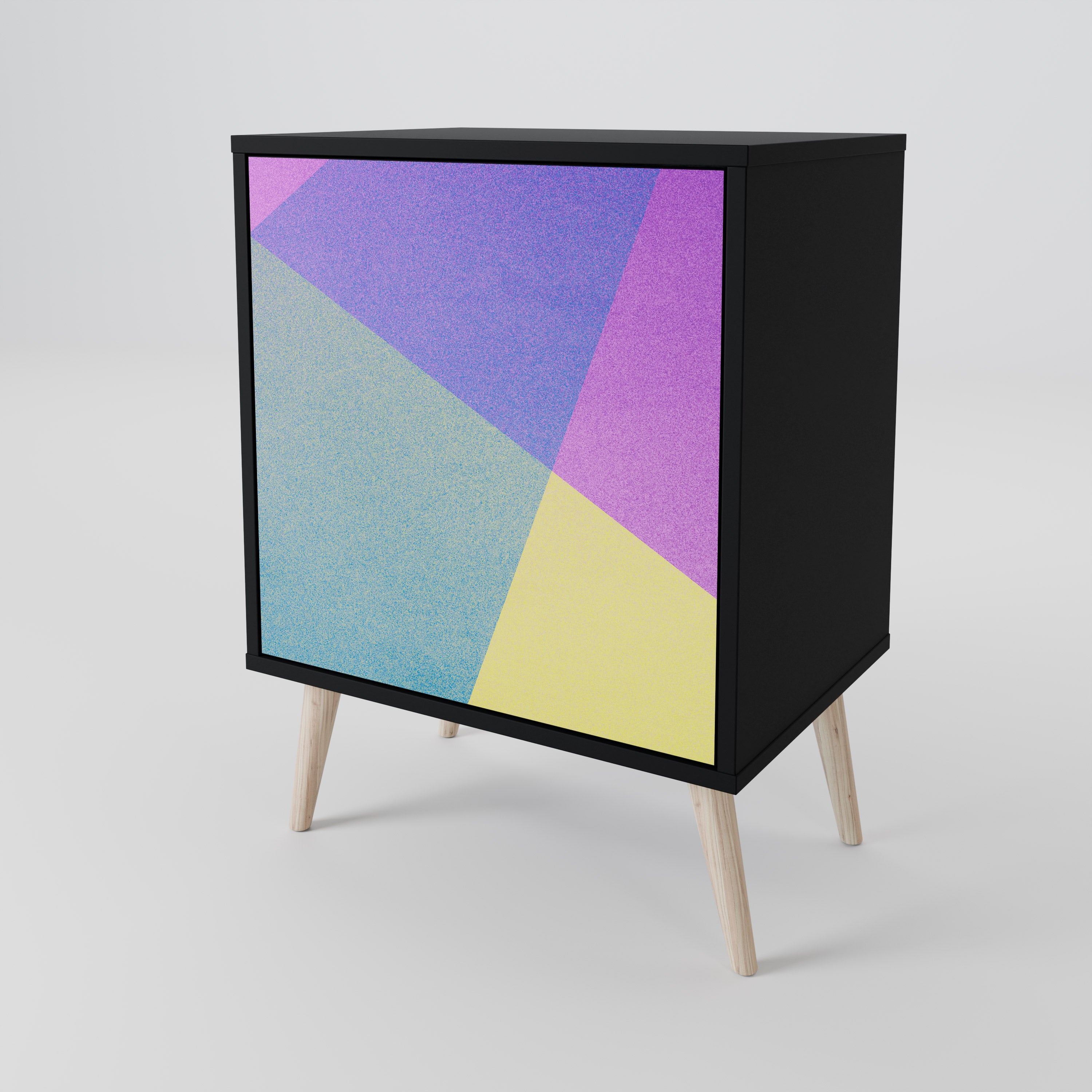 BRIGHT GEOMETRY 1-Door Sideboard in Black Finish