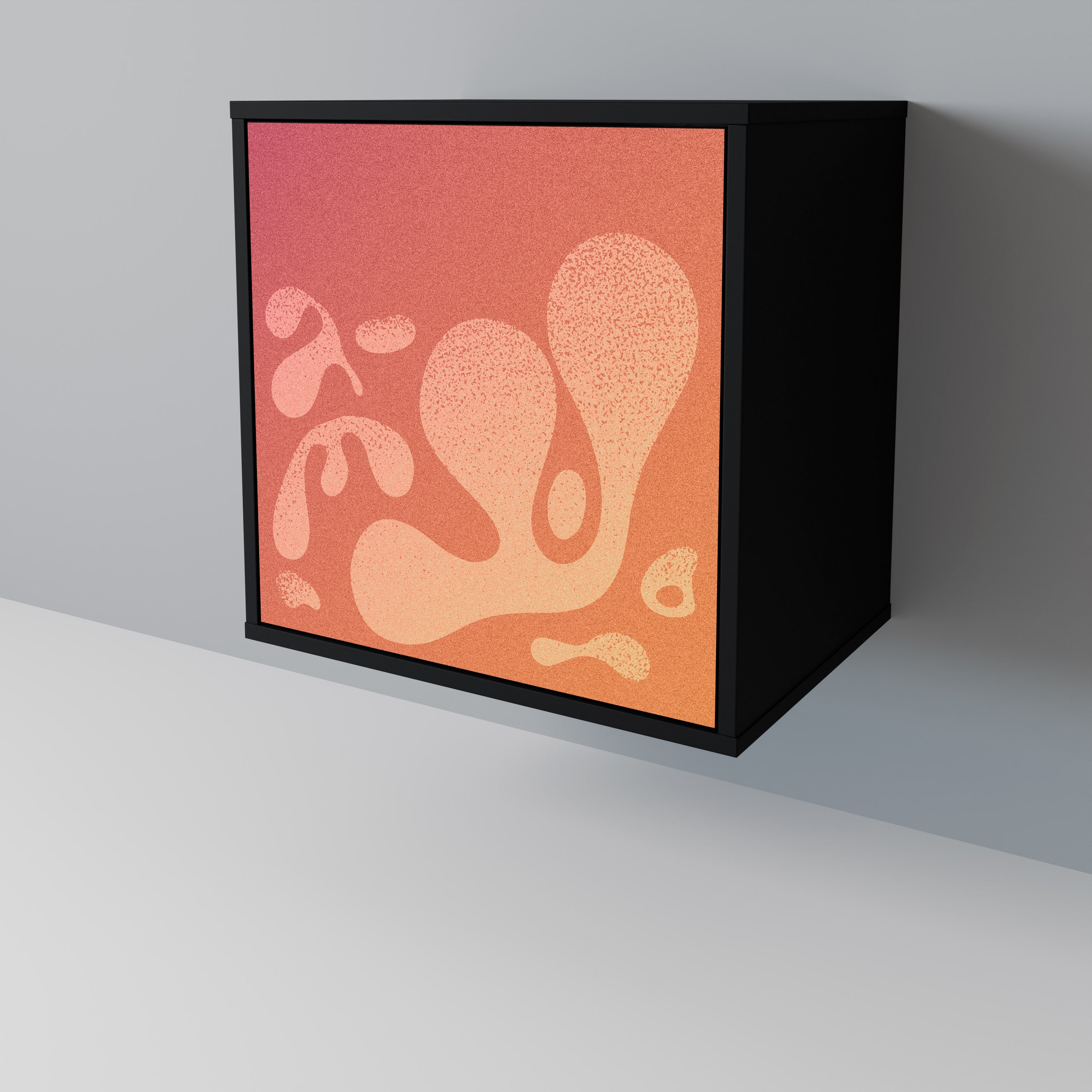 Aparador de una puerta rosa irregular con acabado negro