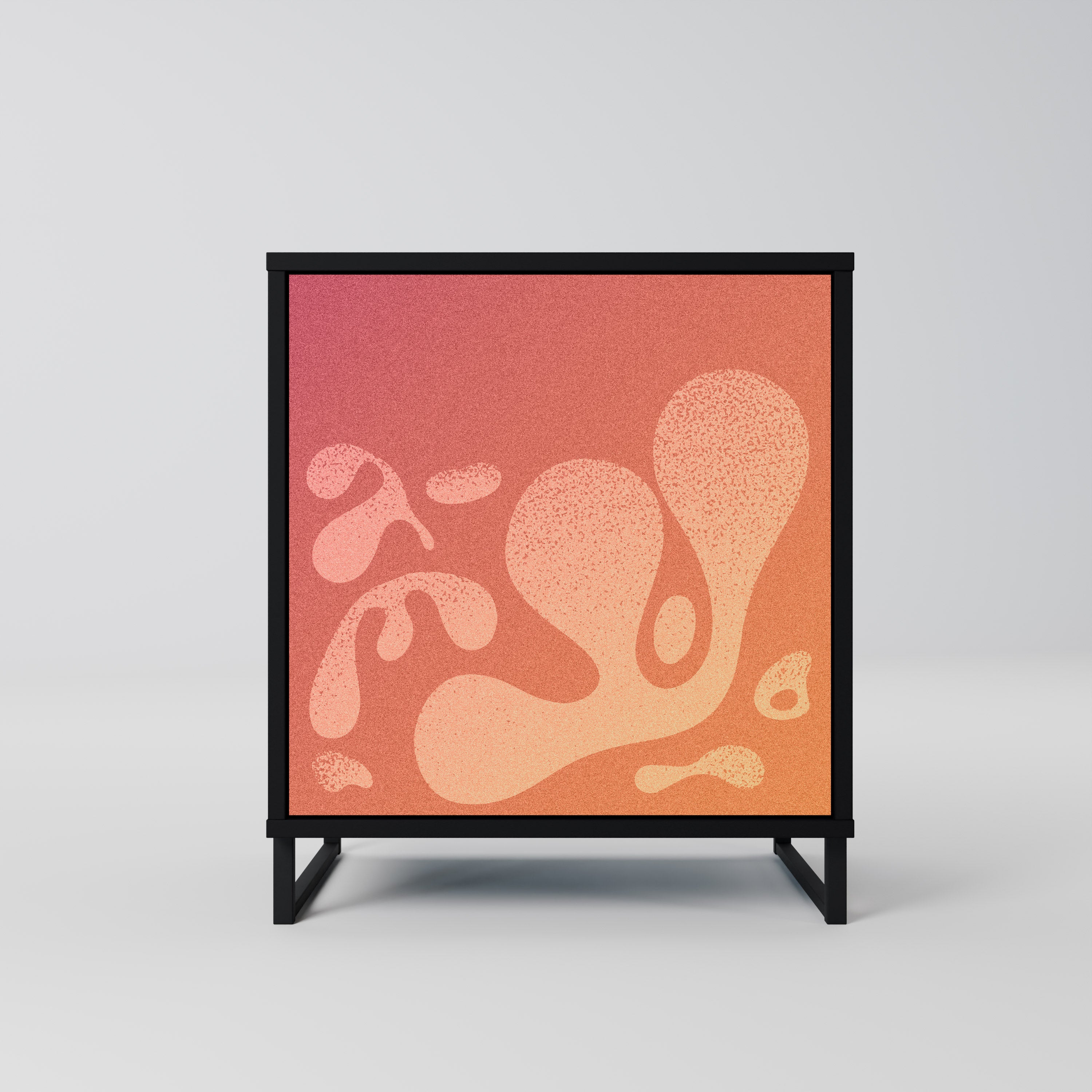 Aparador de una puerta rosa irregular con acabado negro