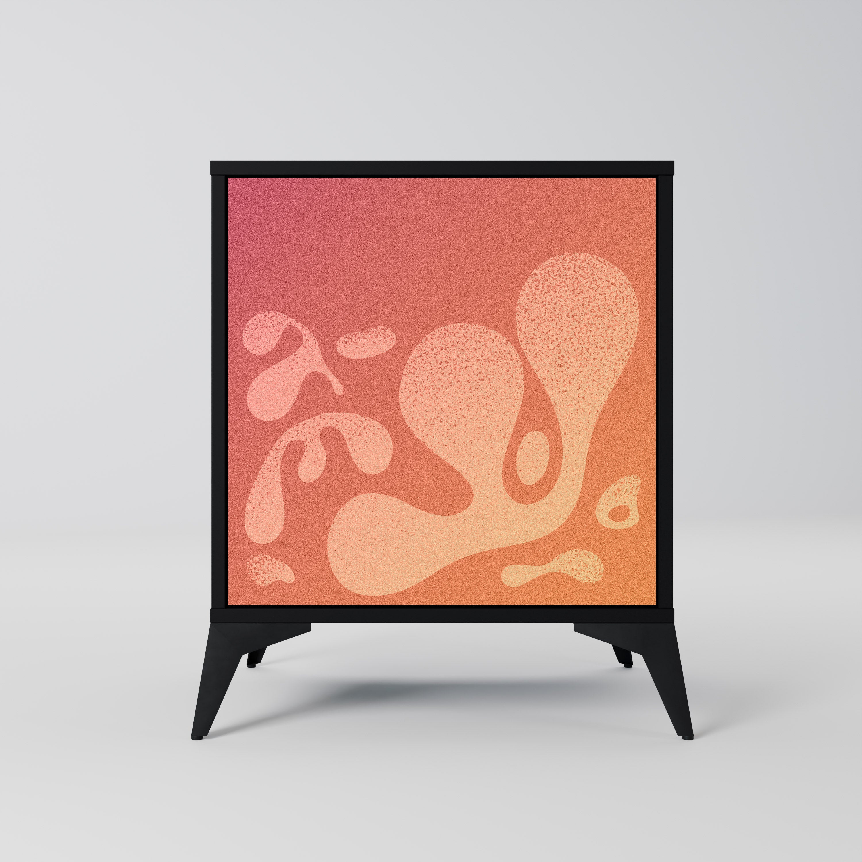 Aparador de una puerta rosa irregular con acabado negro