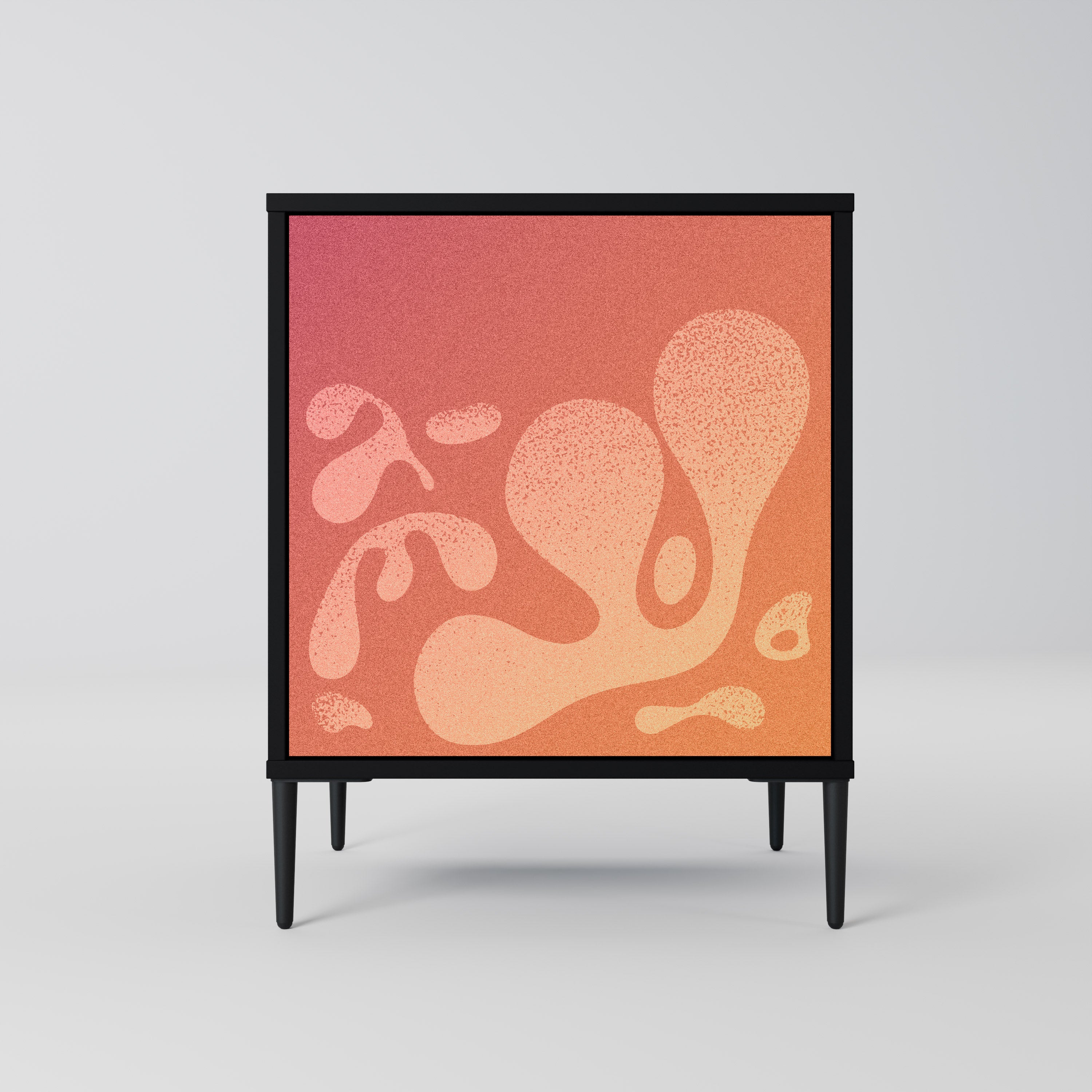 Aparador de una puerta rosa irregular con acabado negro