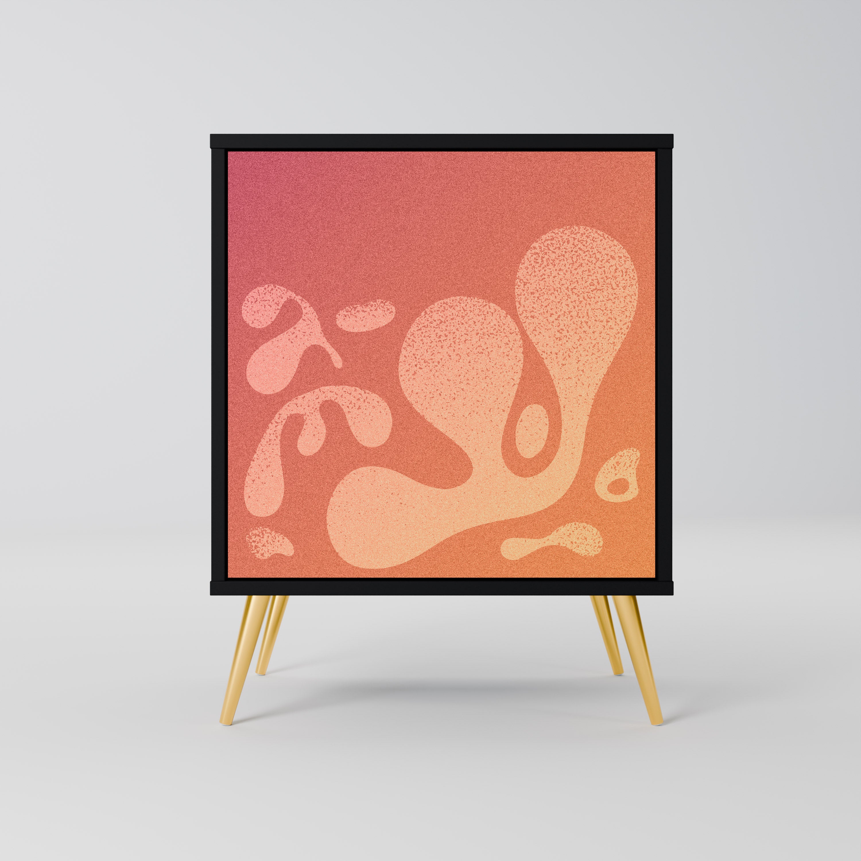 Aparador de una puerta rosa irregular con acabado negro