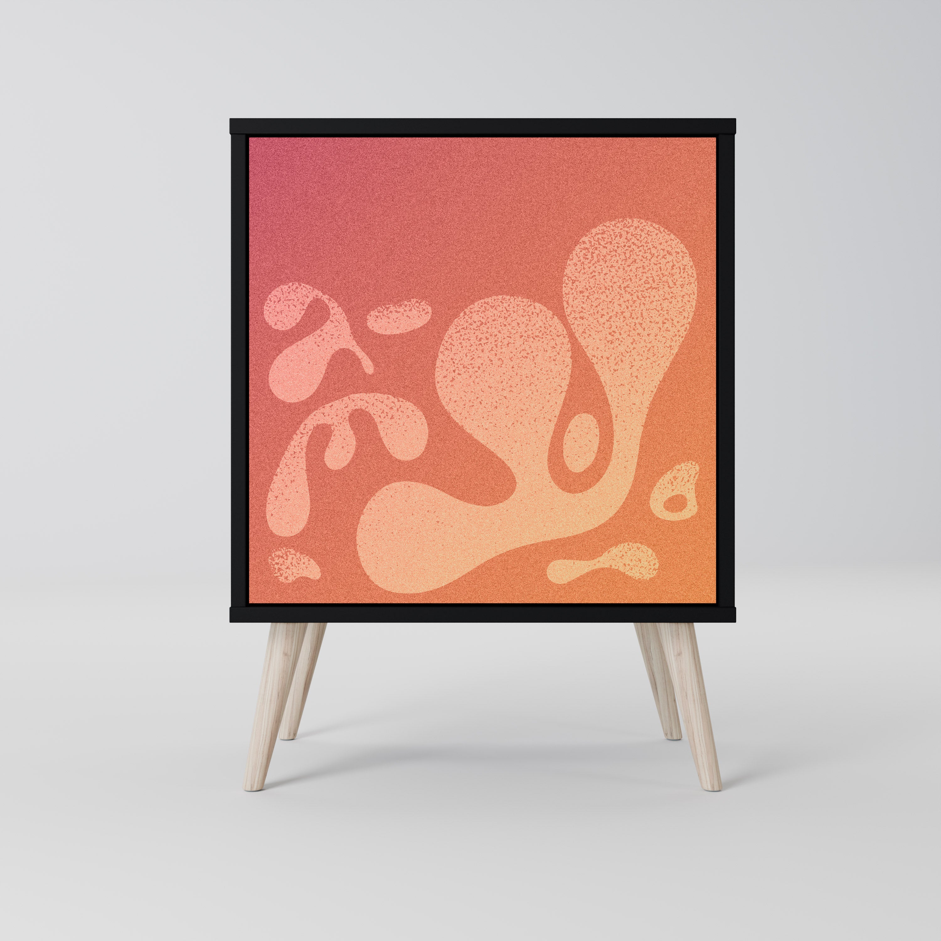 Aparador de una puerta rosa irregular con acabado negro