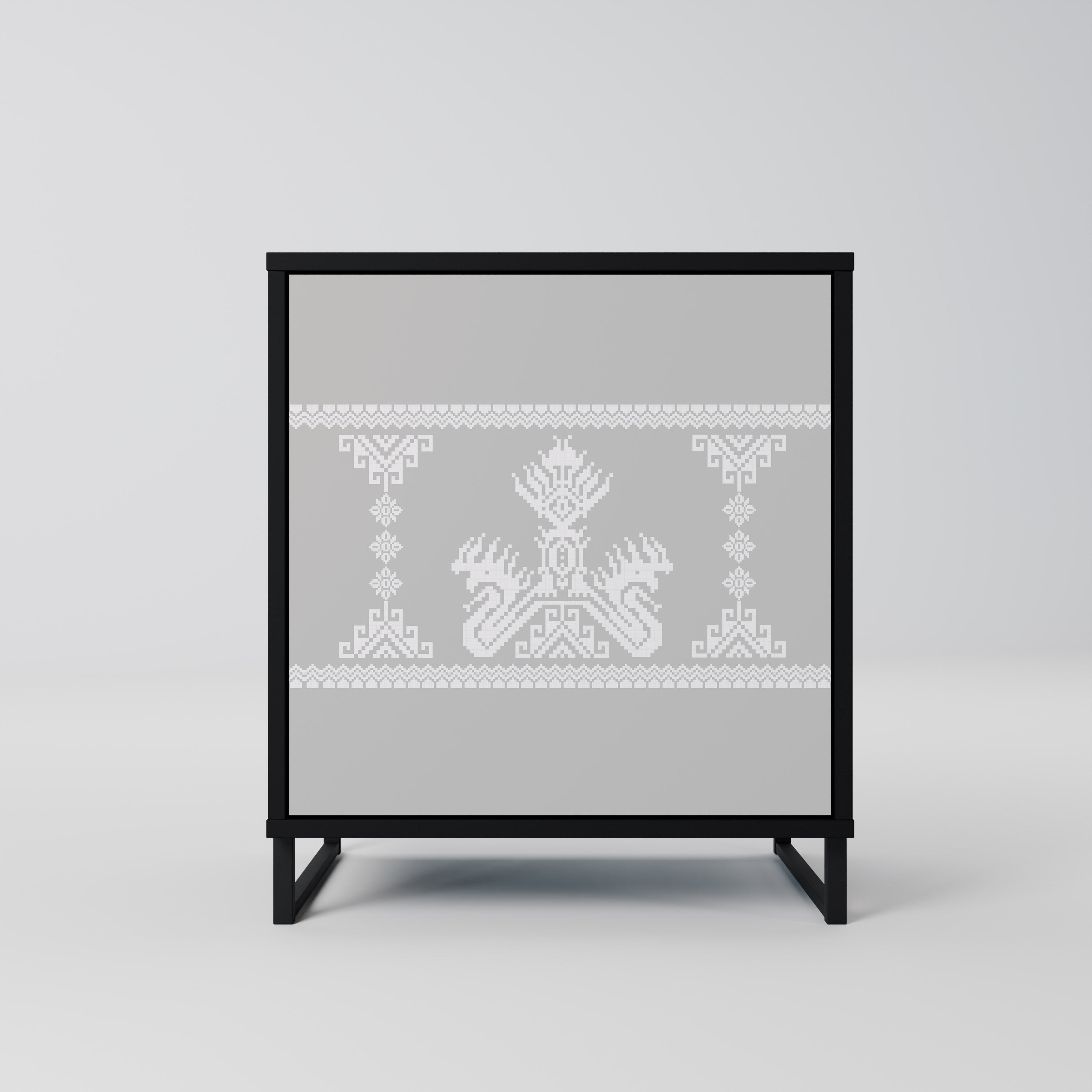 Aparador THAI GRAY de 1 puerta con acabado negro