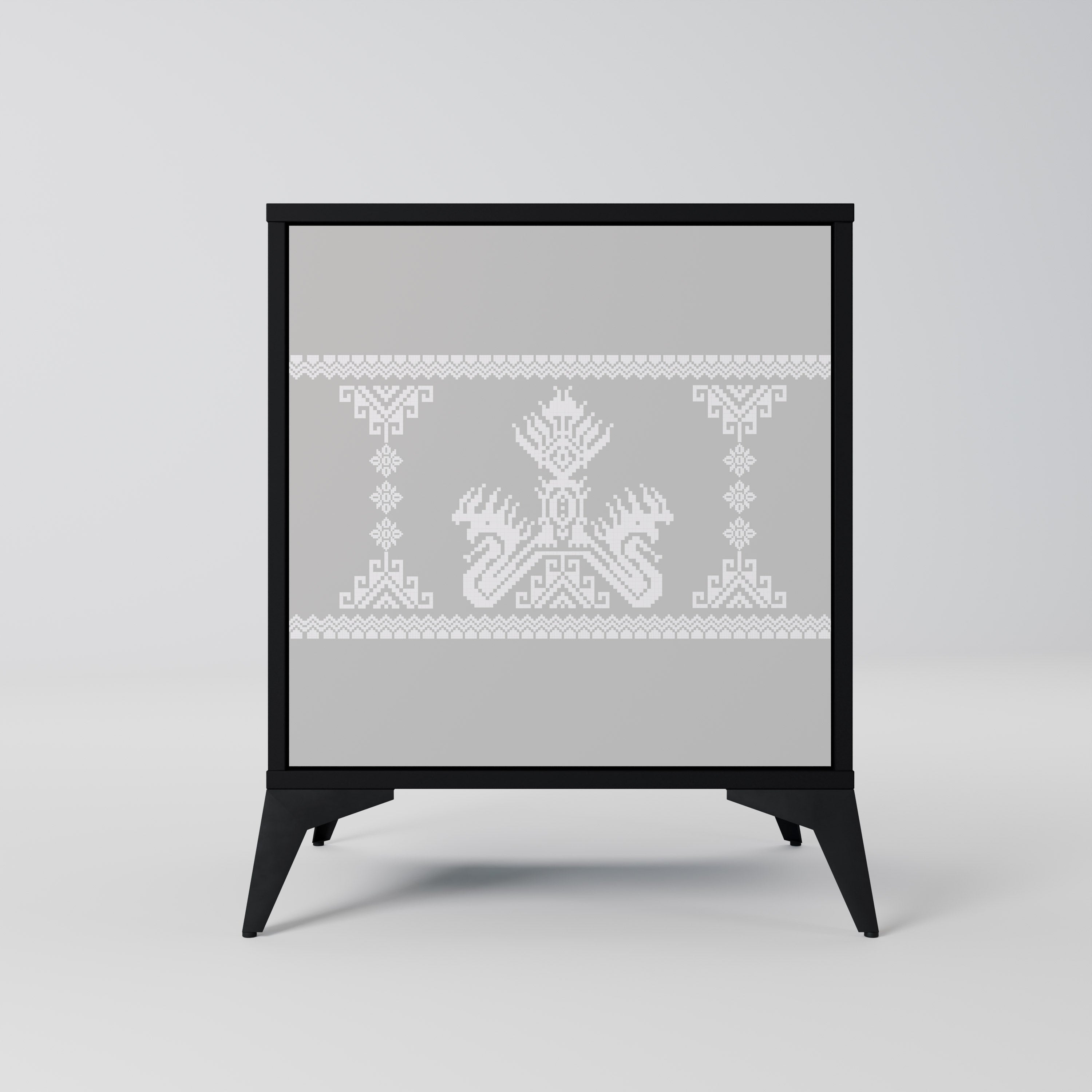 Aparador THAI GRAY de 1 puerta con acabado negro