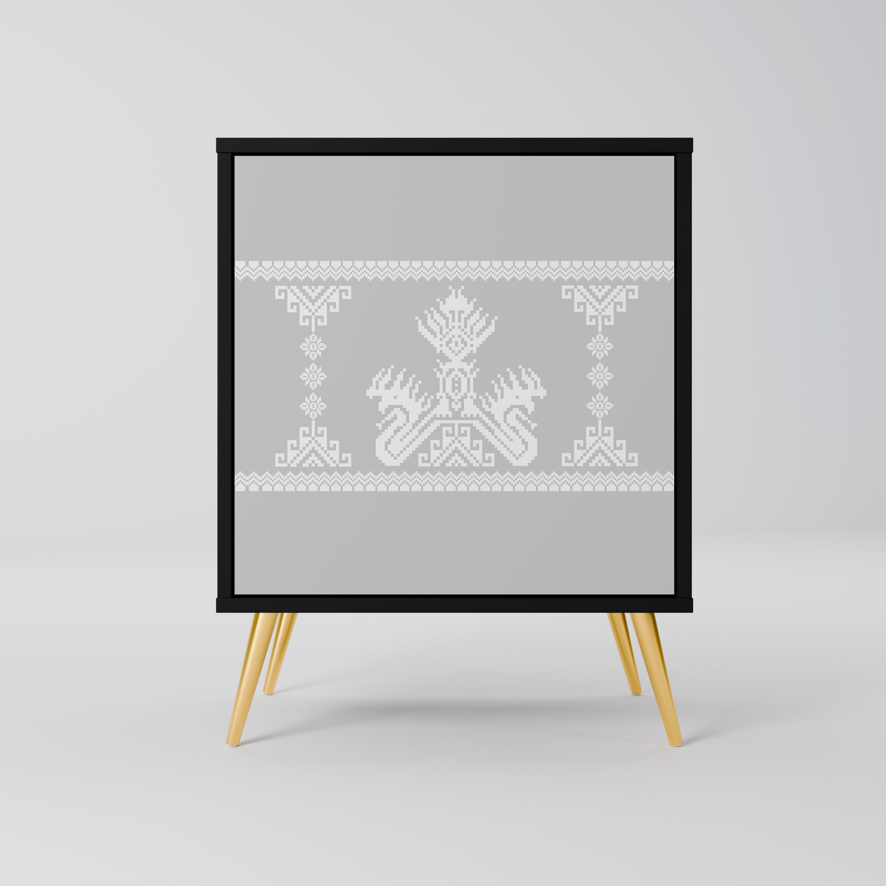 Aparador THAI GRAY de 1 puerta con acabado negro