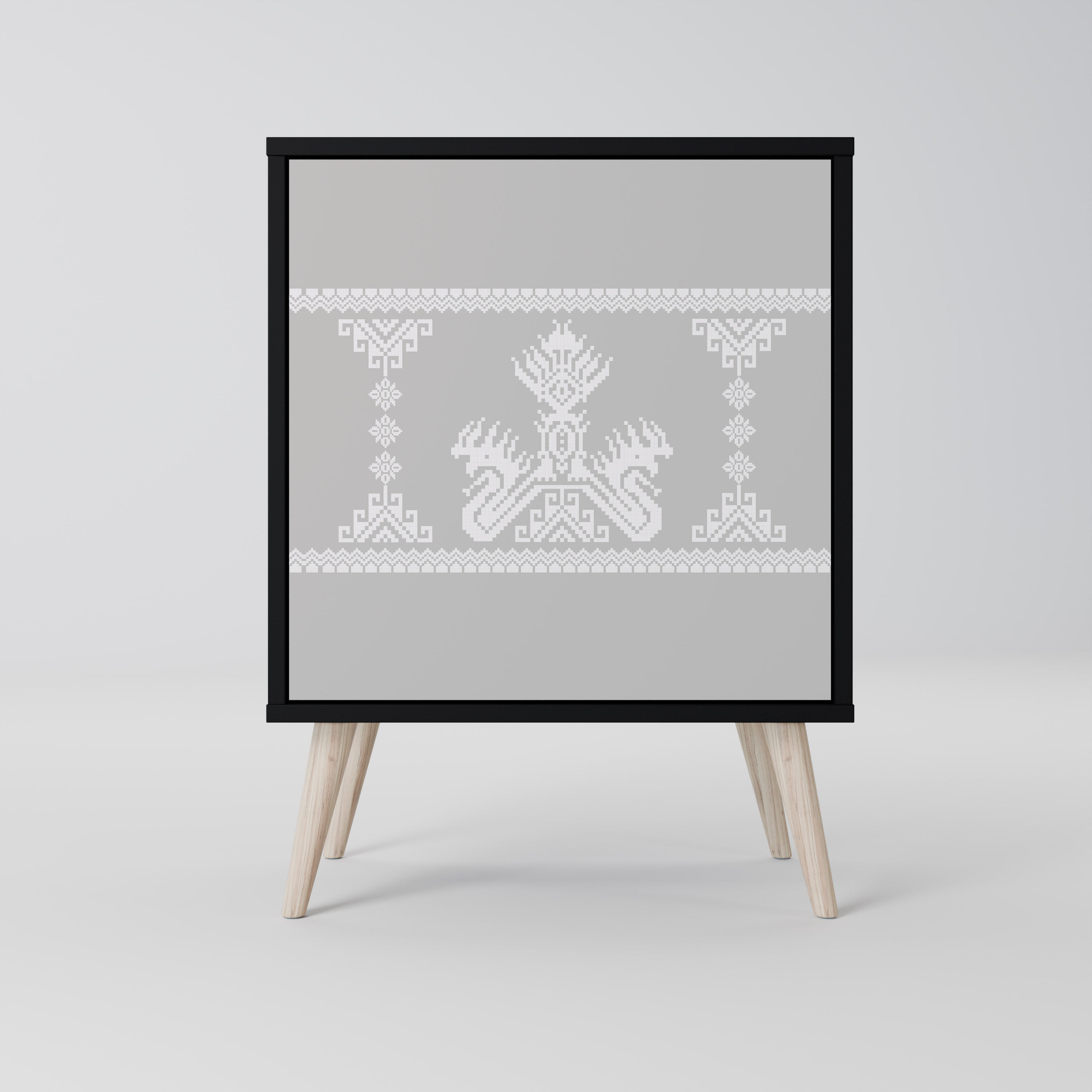 Aparador THAI GRAY de 1 puerta con acabado negro