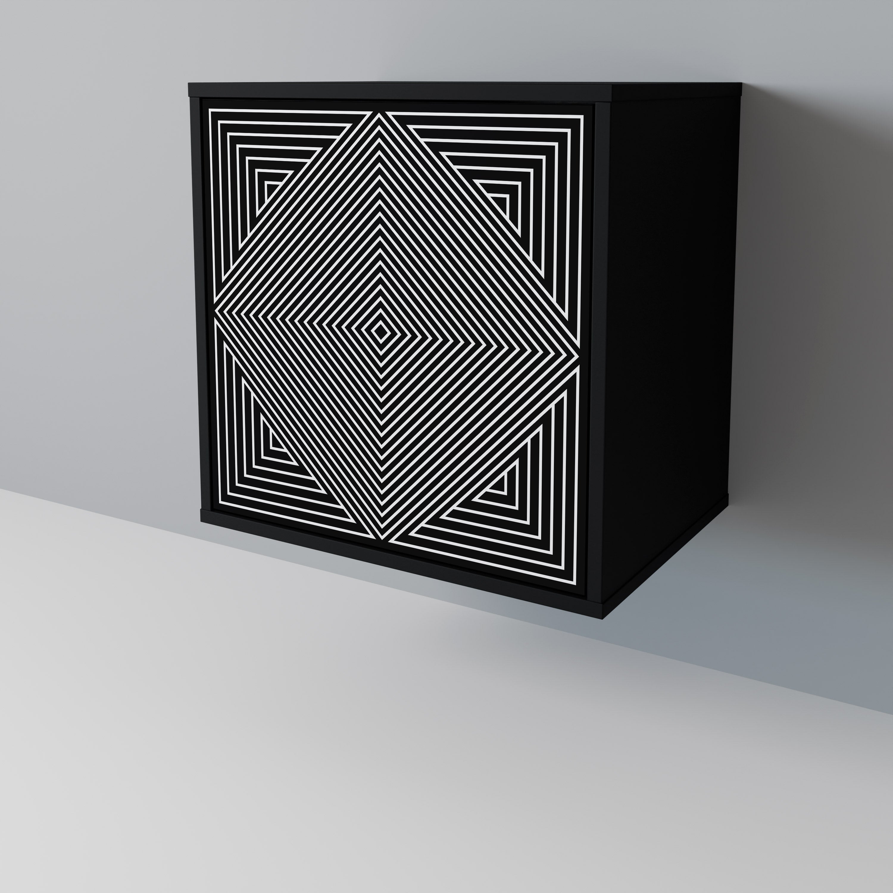 Aparador POLYGON ILLUSION de 1 puerta en acabado negro