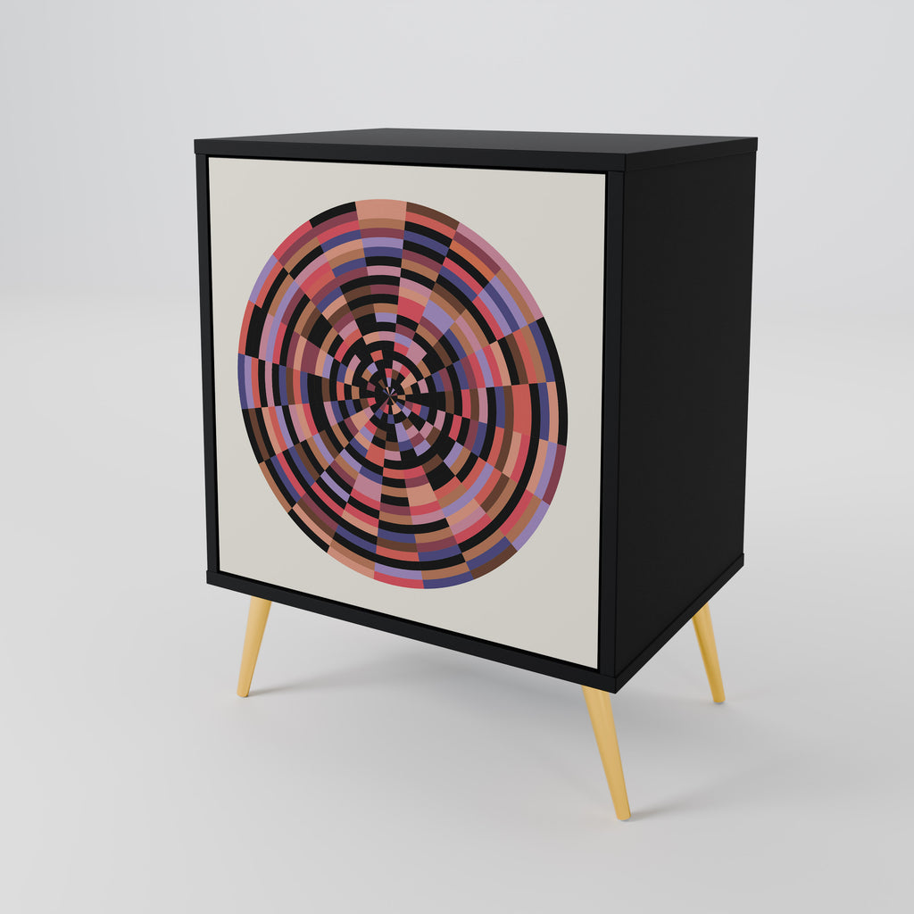 BROWN CIRCLES 1-Door Sideboard in Black Finish