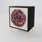 BROWN CIRCLES Aparador de 1 Puerta en Acabado Negro