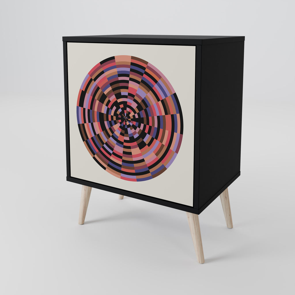 BROWN CIRCLES 1-Door Sideboard in Black Finish