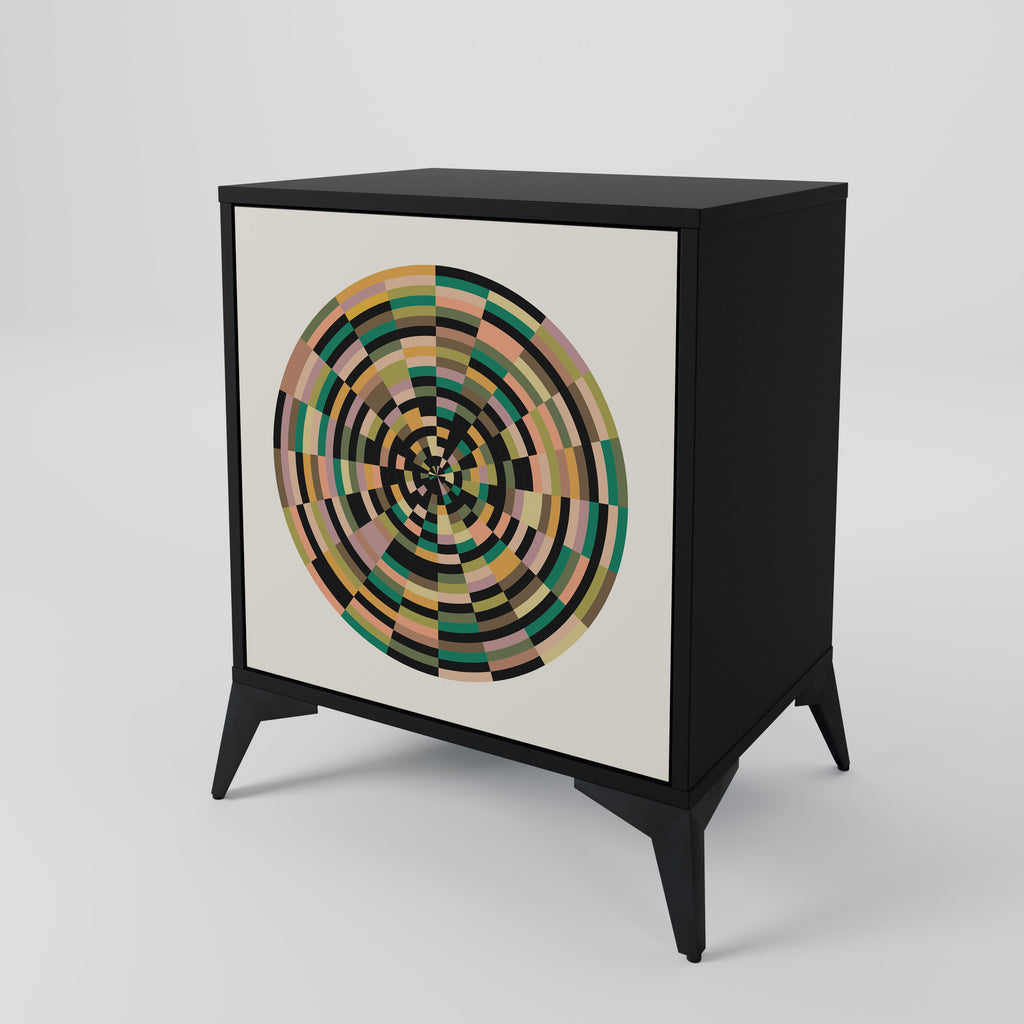 Aparador GREEN CIRCLES de 1 puerta en acabado negro