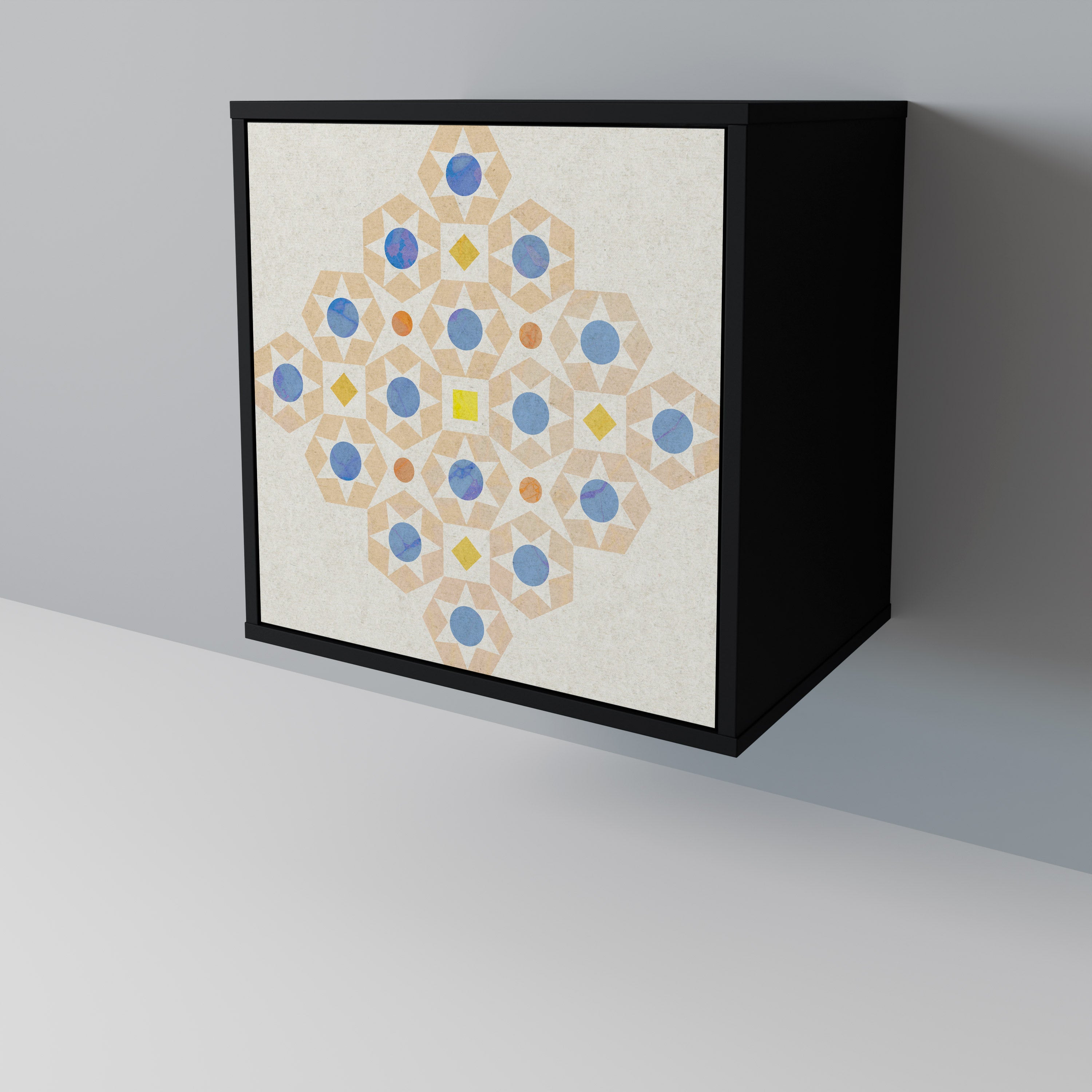 Aparador PRISM DE 1 puerta con estampado en acabado negro